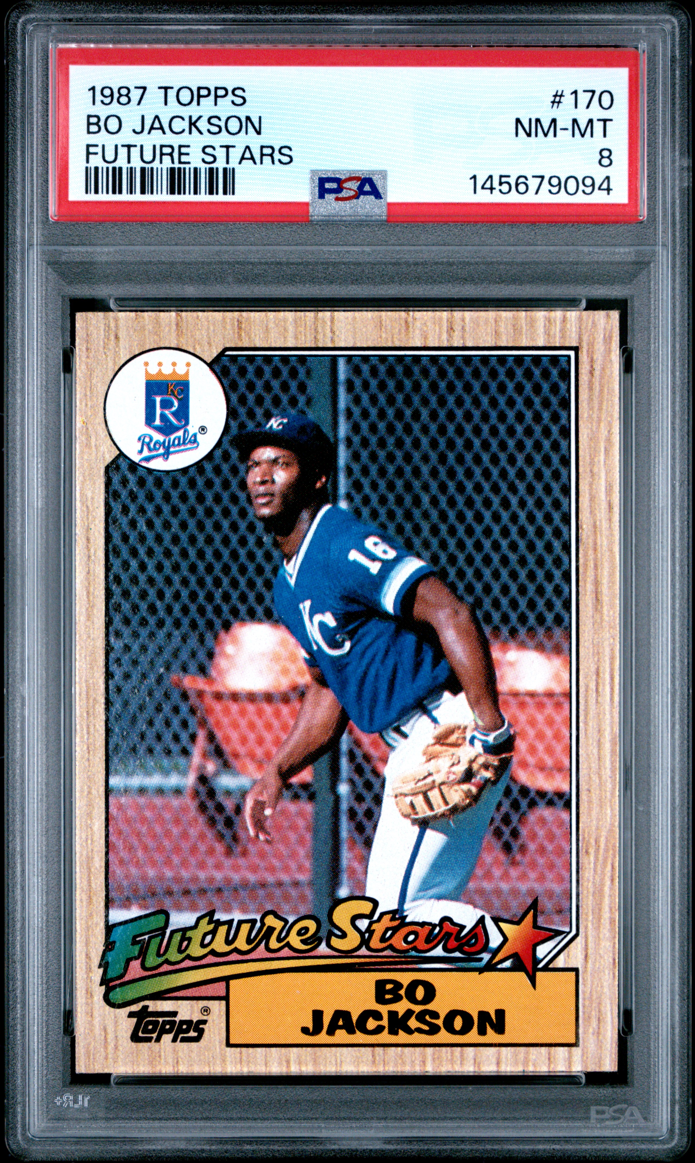 Bo Jackson 1987 Topps Future Stars Kansas City Royals Baseball RC Rookie Card #170 Graded PSA 8 Cert #145679094 Bo Jackson 1987 Topps Future Stars Kansas City Royals Baseball RC Rookie Card #170 Graded PSA 8 Cert #145679094