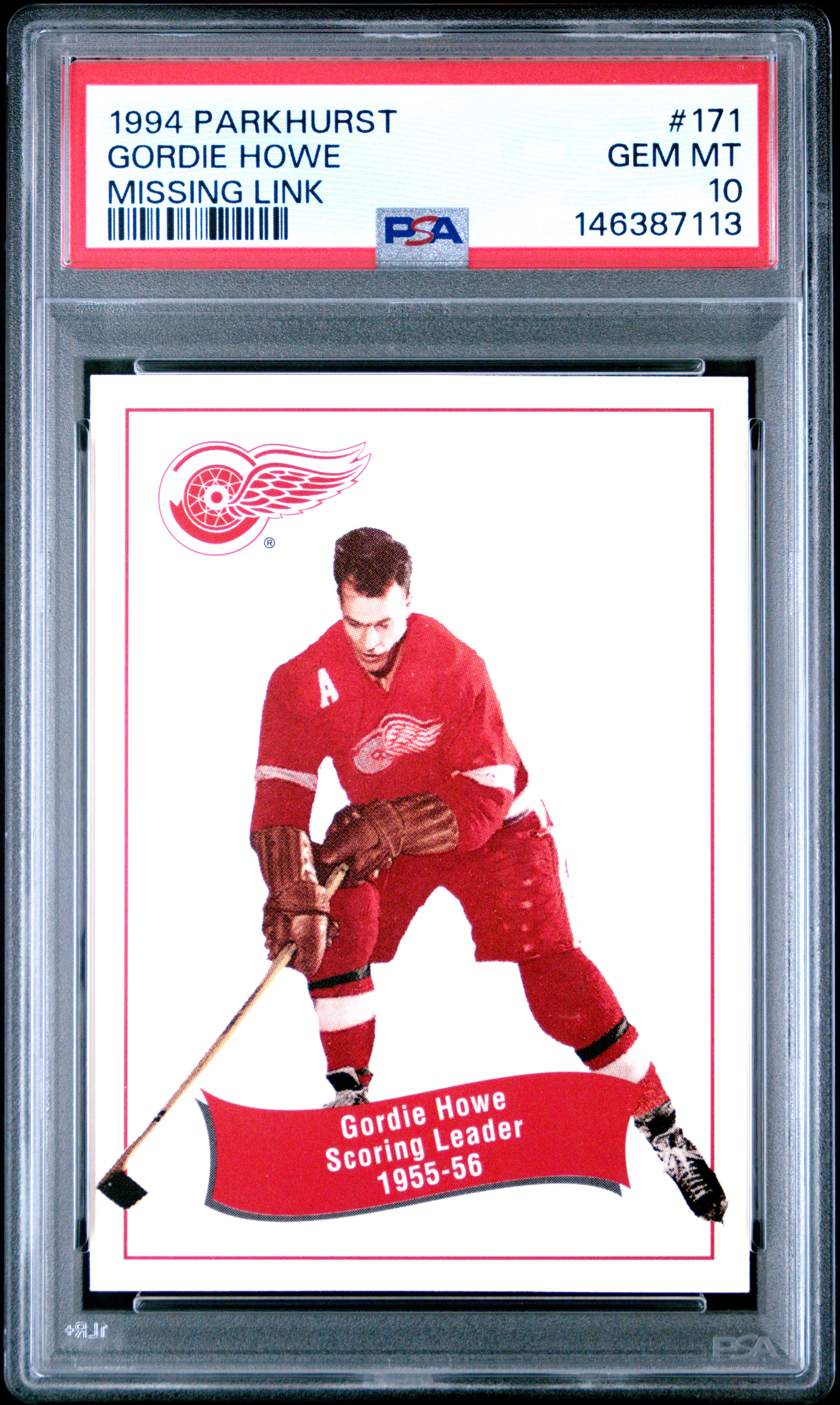 Gordie Howe 1994 Parkhurst Missing Link Hockey Card #171 Graded PSA 10 Cert #146387113