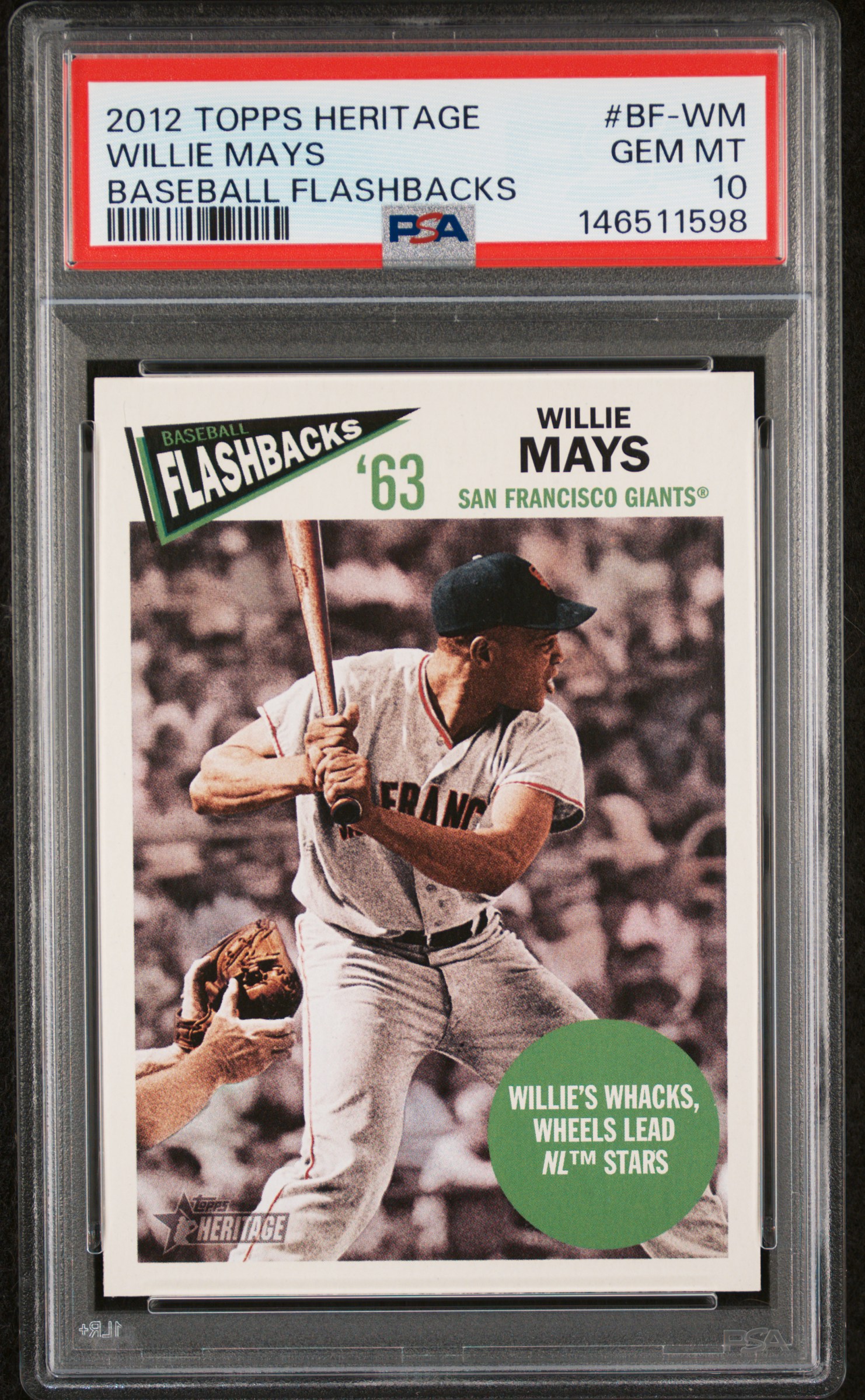 Willie Mays 2012 Topps Heritage Baseball Flashbacks San Francisco Giants Baseball Card #BF-WM Graded PSA 10 Cert #146511598