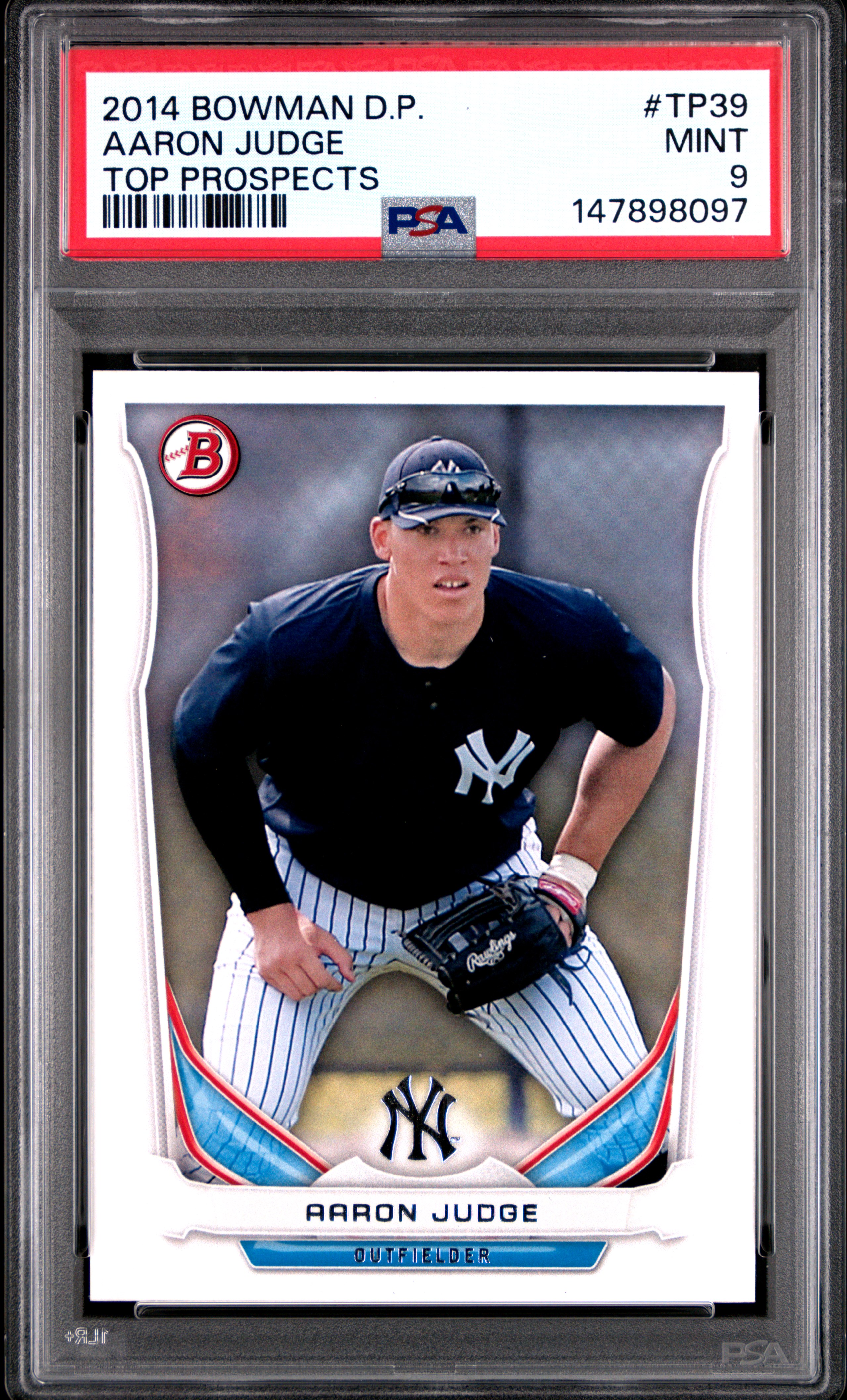 Aaron Judge 2014 Bowman Draft Top Prospects New York Yankees Baseball Rookie Card #TP39 Graded PSA 9 Cert #147898097