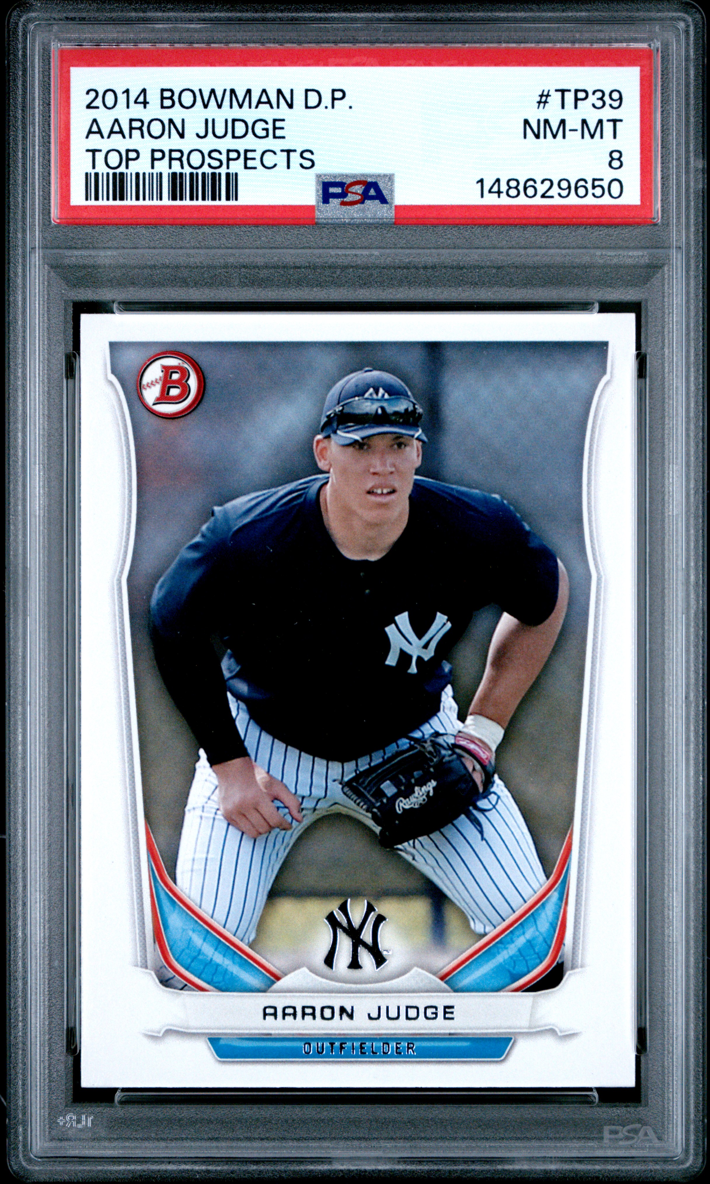 Aaron Judge 2014 Bowman Draft Top Prospects New York Yankees Baseball Rookie Card #TP39 Graded PSA 8 Cert #148629650