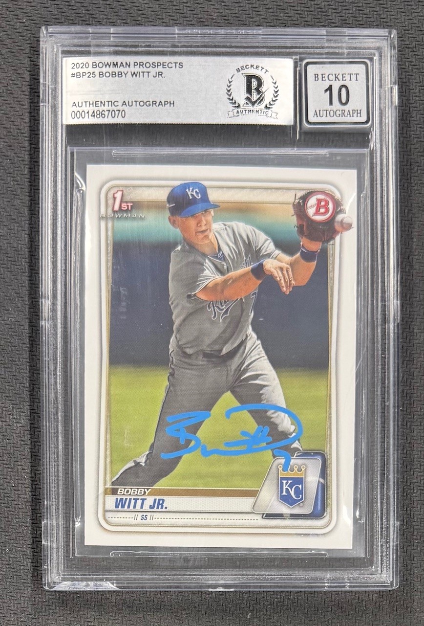Bobby Witt Jr. 2020 Bowman Prospects 1st Bowman Signed Baseball Rookie Card #BP25 Beckett Auto 10 Cert #14867070