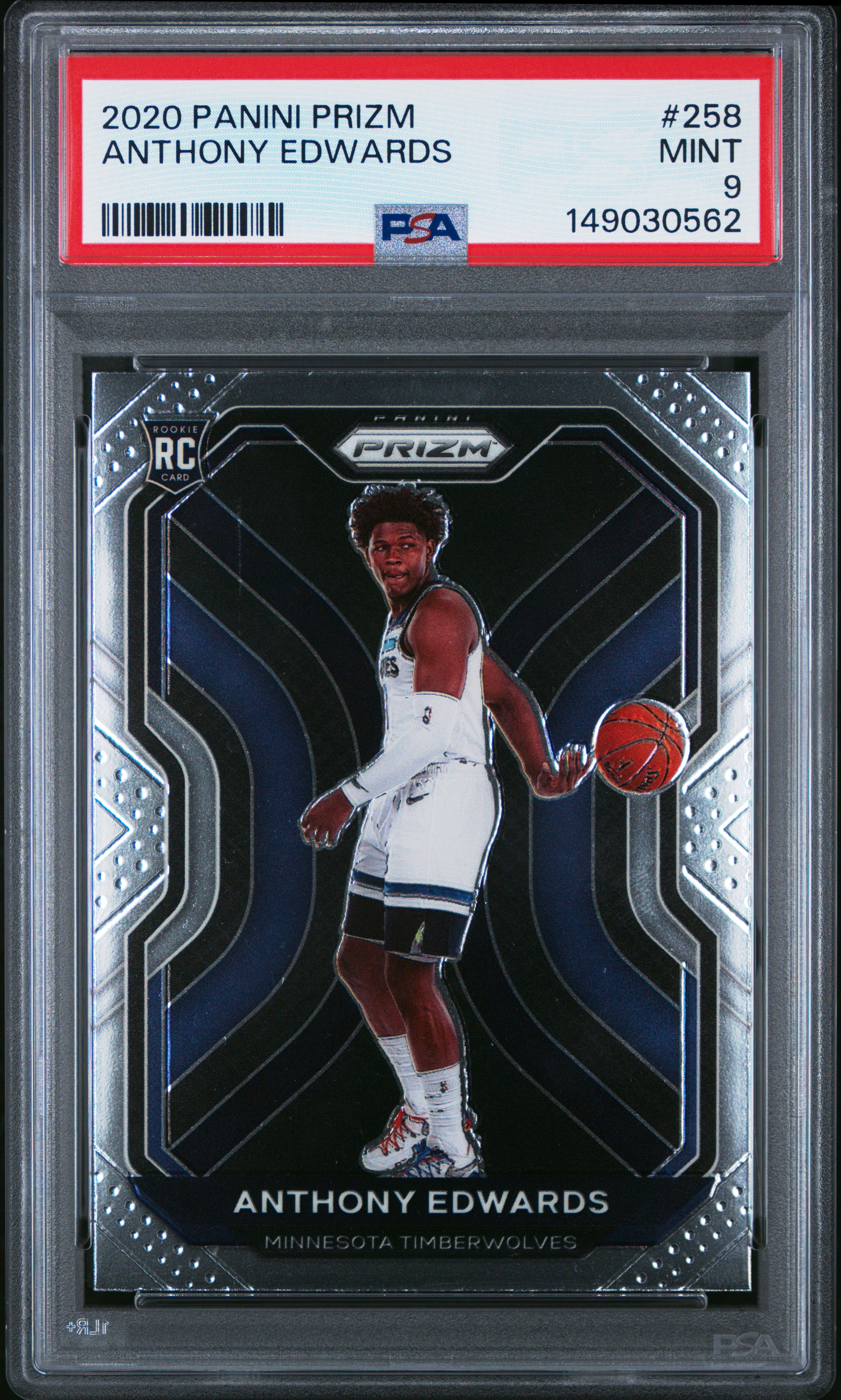 Anthony Edwards 2020 Panini Prizm Minnesota Timberwolves Basketball Rookie Card #258 Graded PSA 9 Cert #149030562