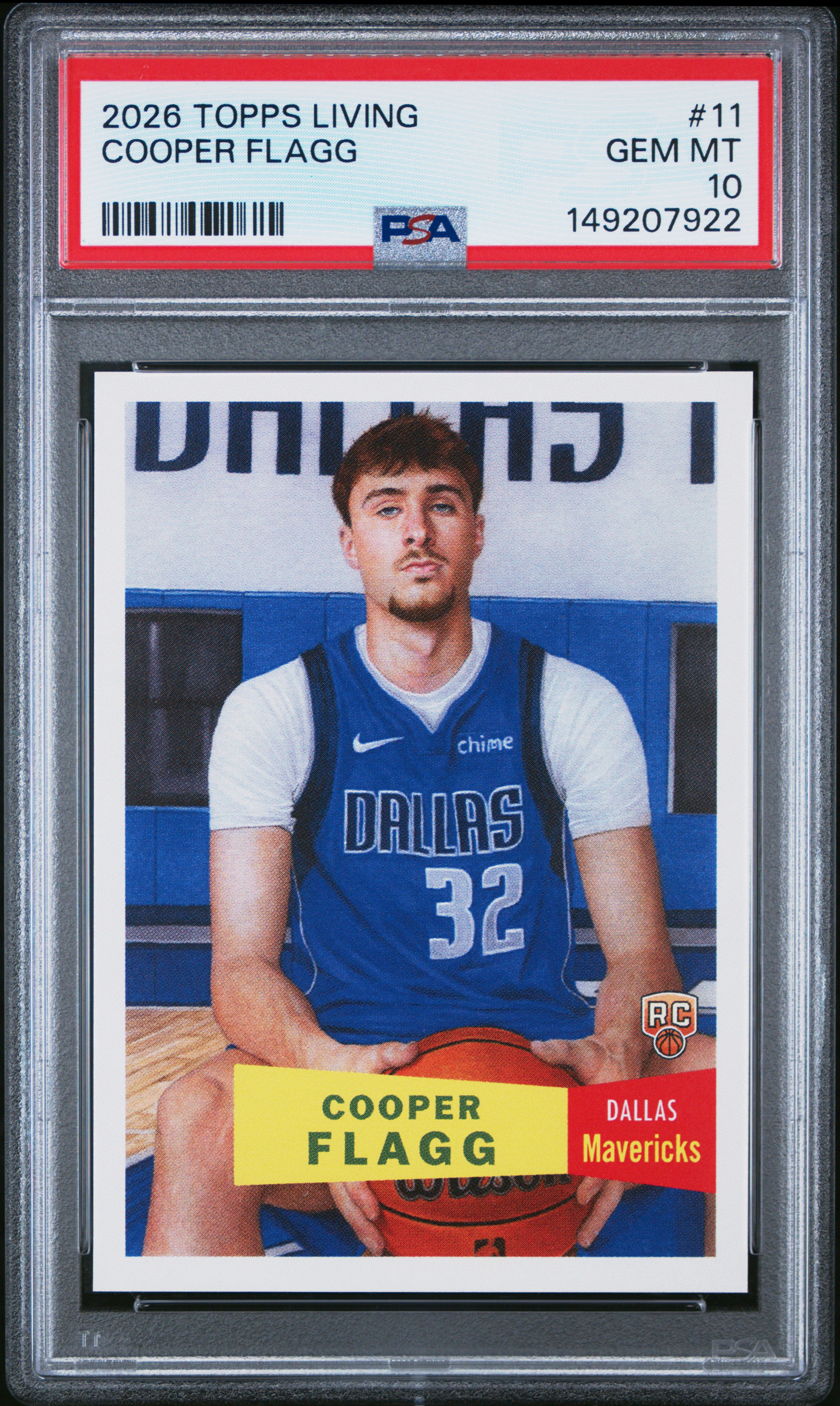 Cooper Flagg 2026 Topps Living Dallas Mavericks Basketball Rookie Card #11 Graded PSA 10 Cert #149207922