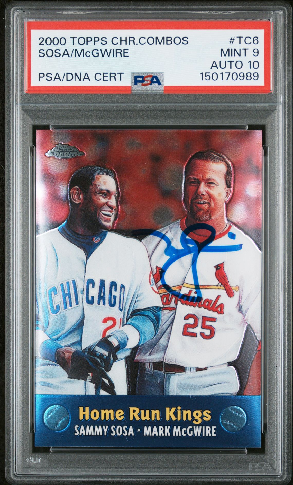 Mark McGwire 2000 Topps Chrome Combos Home Run Kings Signed Baseball Card #TC6 Graded PSA 9 Auto 10 Cert #150170989 Mark McGwire 2000 Topps Chrome Combos Home Run Kings Signed Baseball Card #TC6 Graded PSA 9 Auto 10 Cert #150170989