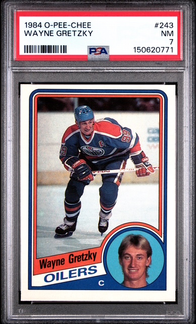 Wayne Gretzky 1984 O-Pee-Chee Edmonton Oilers Hockey Card #243 Graded PSA 7 Cert #150620771