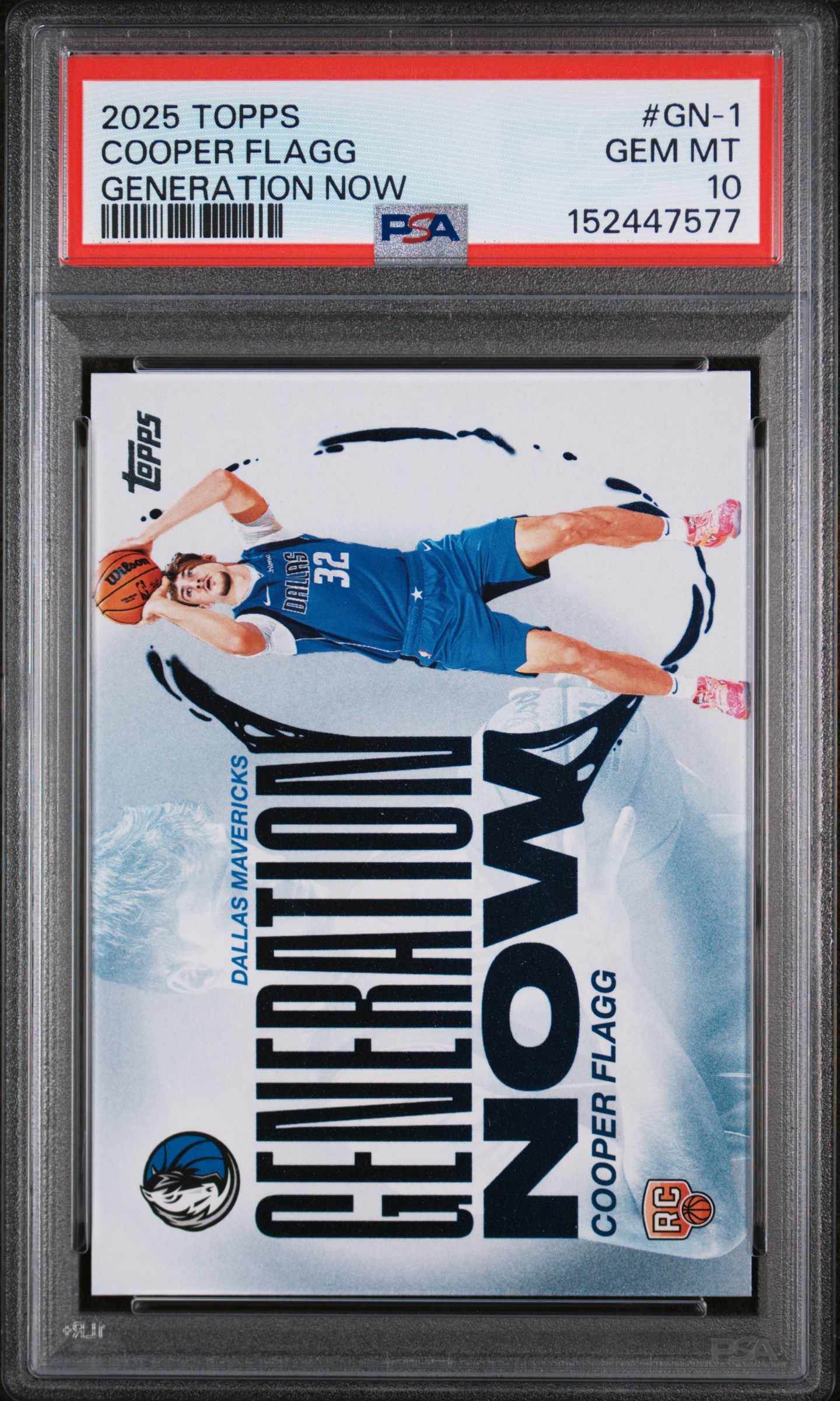 Cooper Flagg 2025 Topps Generation Now Dallas Mavericks Basketball RC Rookie Card #GN-1 Graded PSA 10 Cert #152447577 Cooper Flagg 2025 Topps Generation Now Dallas Mavericks Basketball RC Rookie Card #GN-1 Graded PSA 10 Cert #152447577
