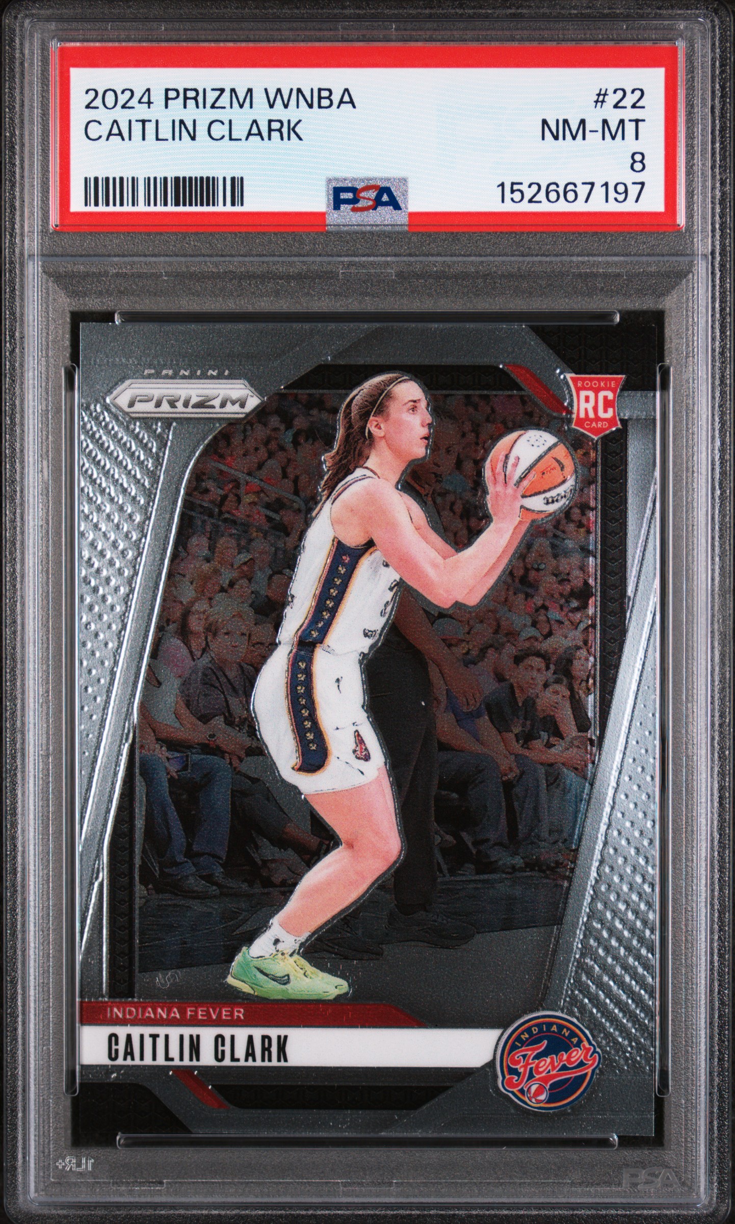 Caitlin Clark 2024 Panini Prizm WNBA Indiana Fever Basketball Rookie Card #22 Graded PSA 8 Cert #152667197