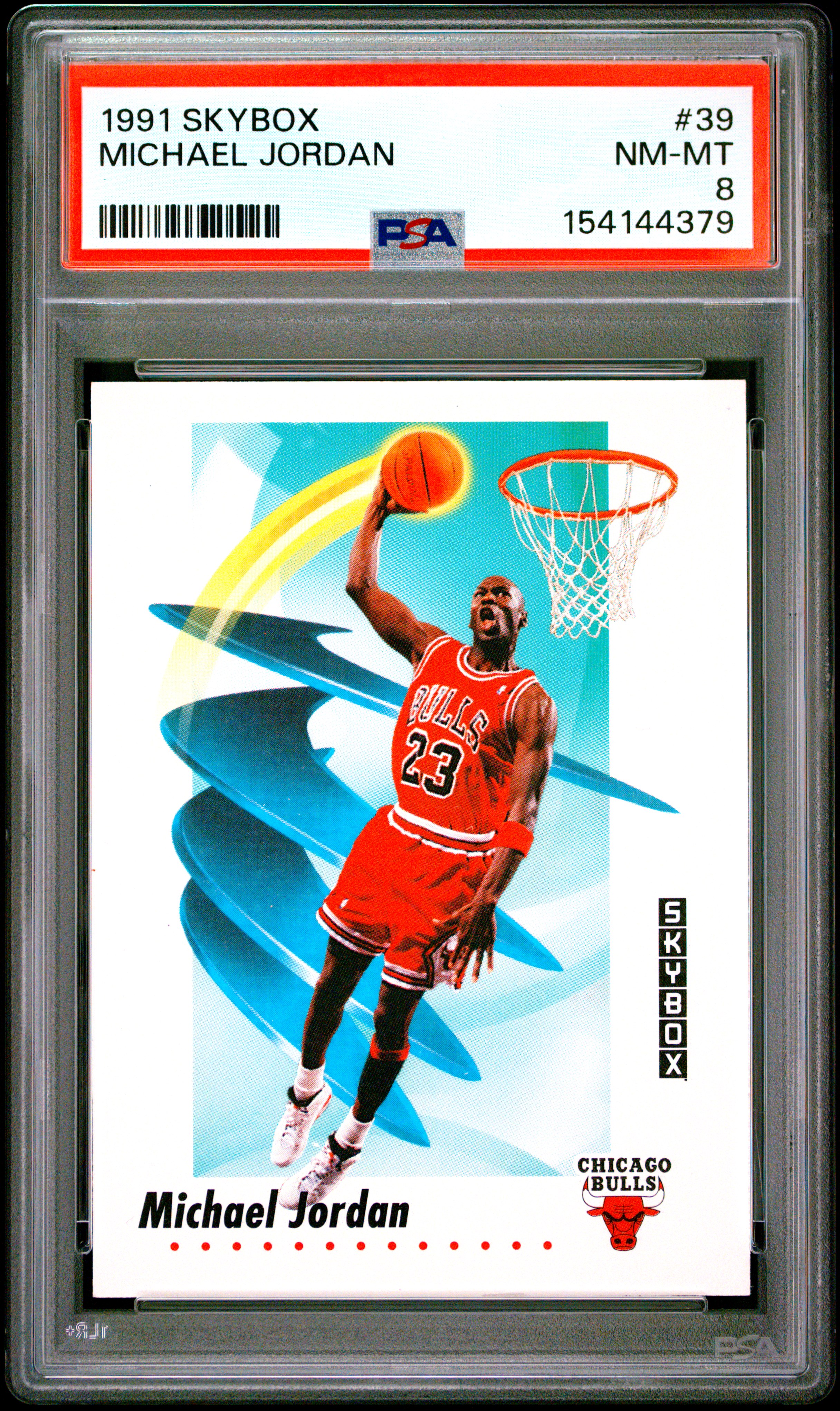 Michael Jordan 1991 SkyBox Chicago Bulls Basketball Card #39 Graded PSA 8 Cert #154144379