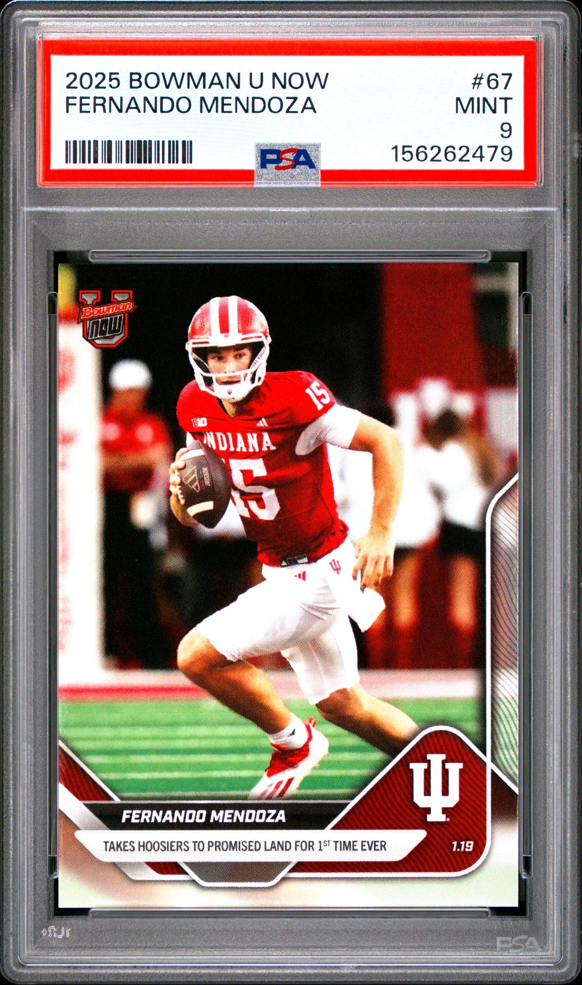 Fernando Mendoza 2025 Bowman U Now Indiana Hoosiers 1st National Championship Football RC Rookie Card #67 Graded PSA 9 Cert #156262479