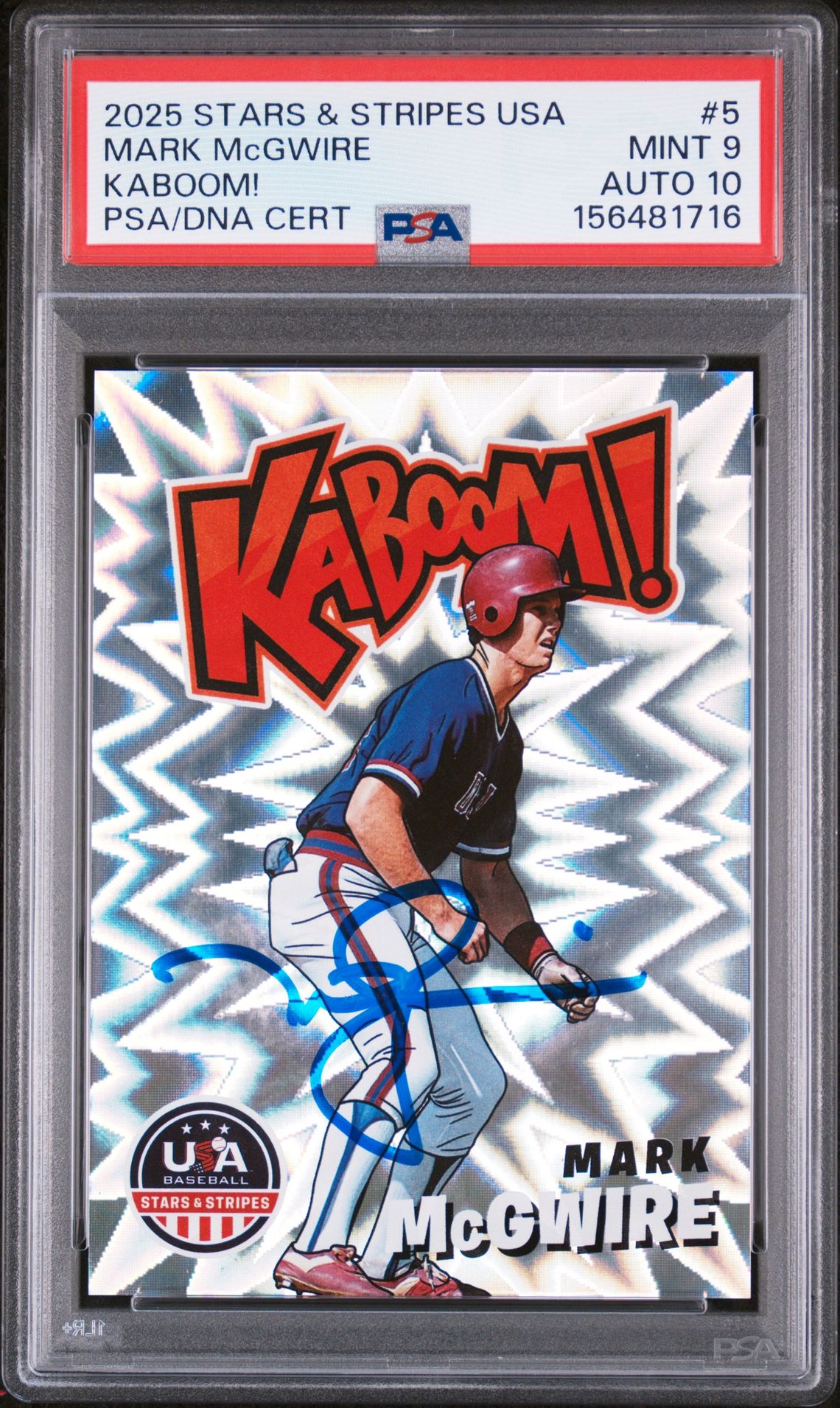 Mark McGwire 2025 Stars & Stripes USA Kaboom! Signed Baseball Card #5 Graded PSA 9 Auto 10 Cert #156481716