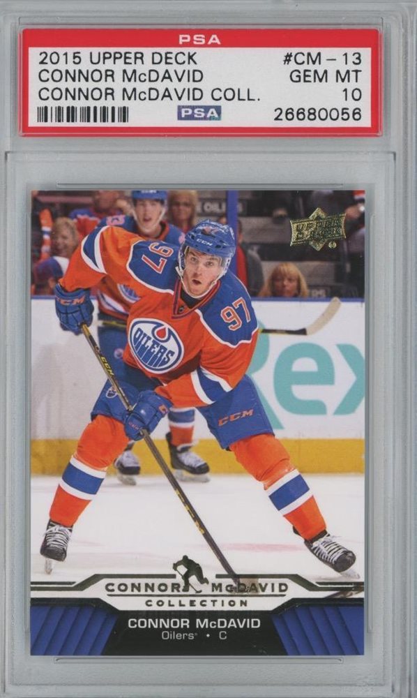 Connor McDavid 2015 Upper Deck Hockey Rookie Card RC #CM-13 Graded PSA 10 Connor McDavid 2015 Upper Deck Hockey Rookie Card RC #CM-13 Graded PSA 10