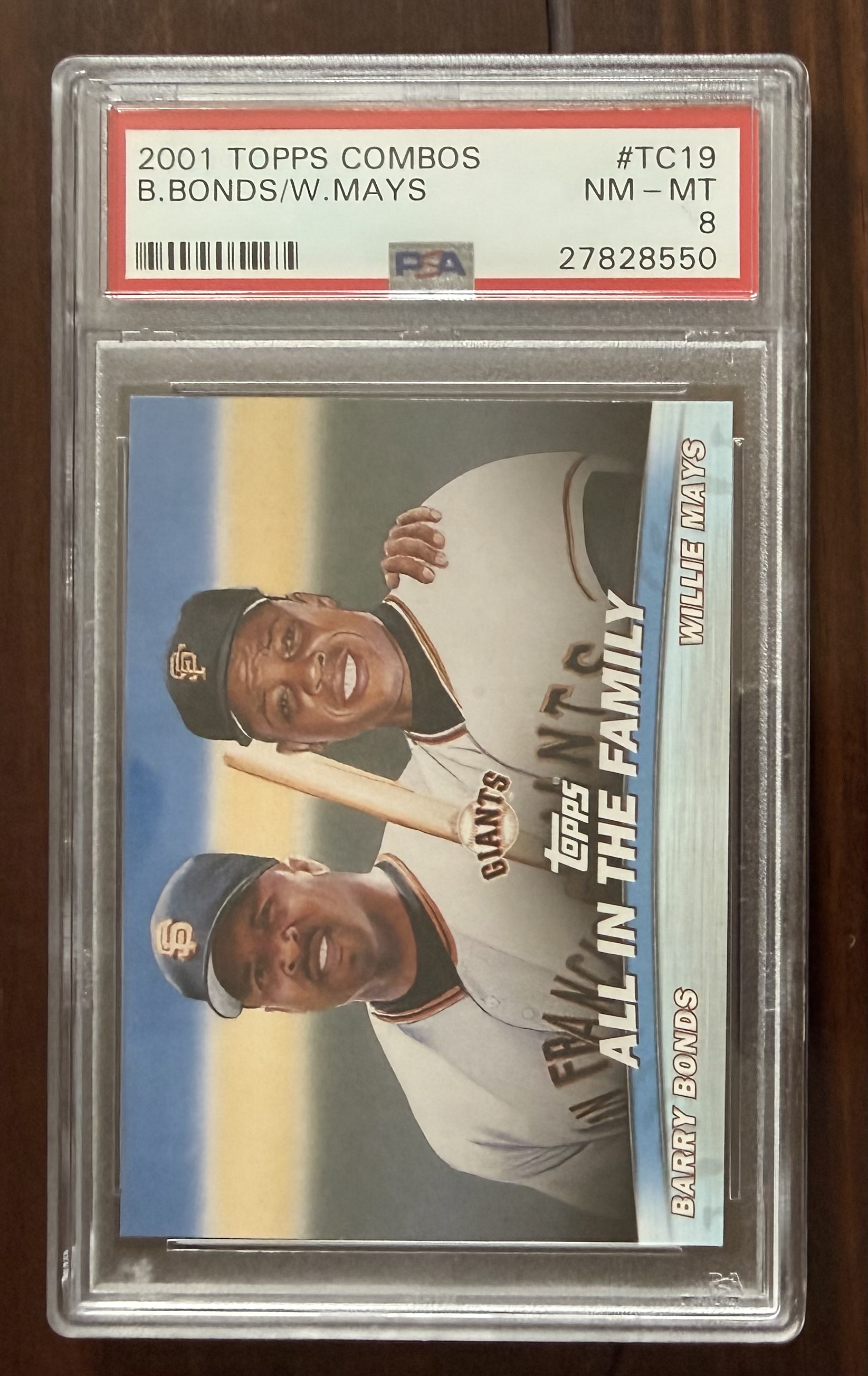 Barry Bonds Willie Mays 2001 Topps Combos All In The Family San Francisco Giants Baseball Card #TC19 Graded PSA 8 Cert #27828550