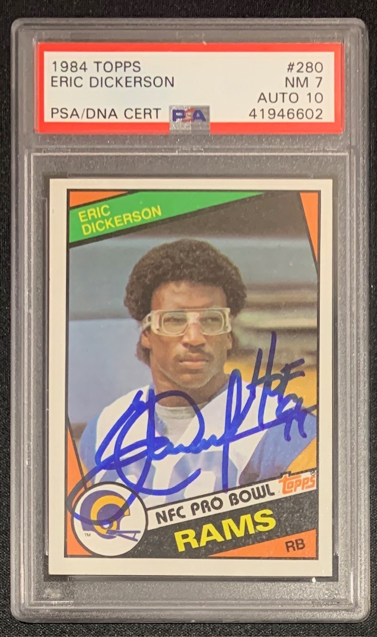 Eric Dickerson 1984 Topps Signed Rookie Card #280 Auto Graded PSA 10 41946602