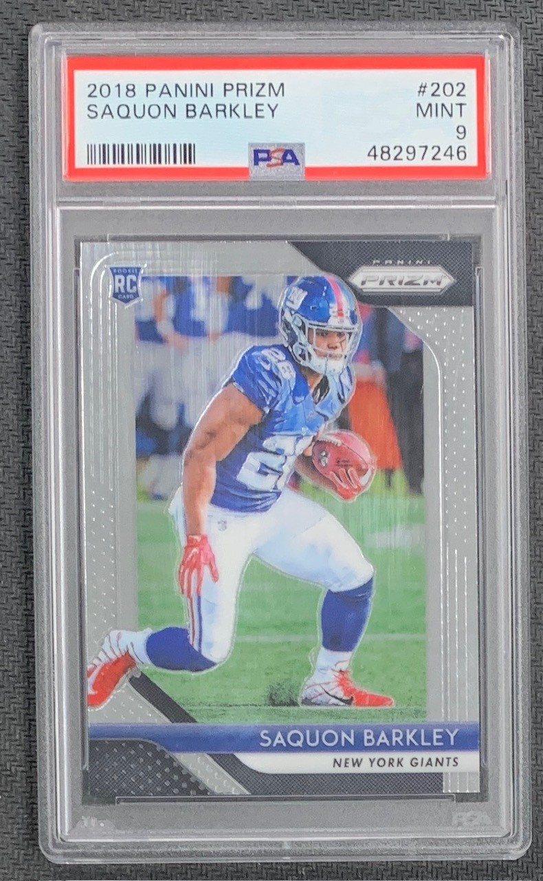 Saquon Barkley 2018 Panini Prizm Football Rookie Card #202 Graded PSA 9