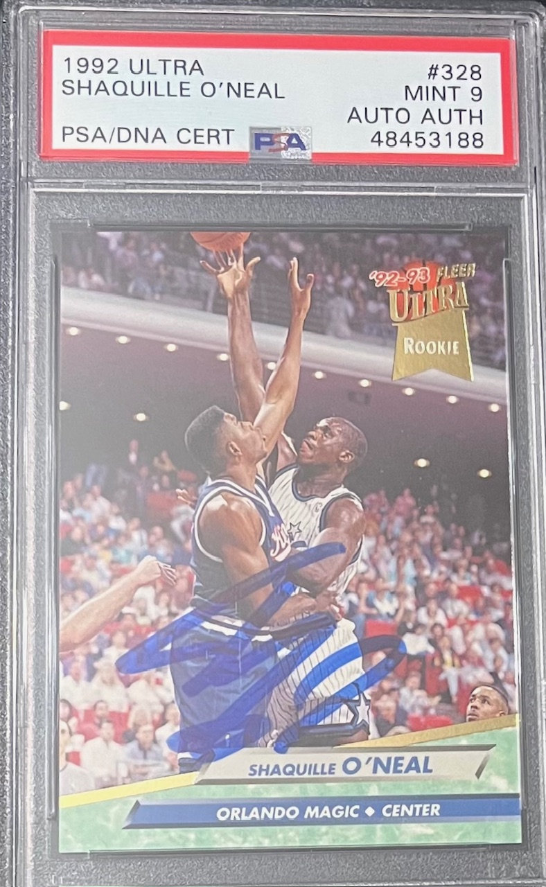 Shaquille O'Neal 1992 Ultra Signed Rookie Card #328 Auto Graded PSA 9 48453188