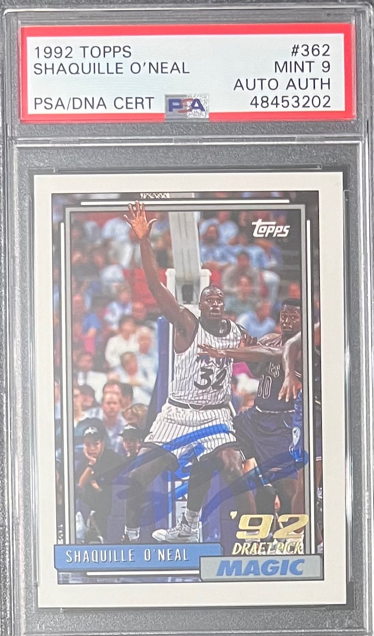 Shaquille O'Neal 1992 Topps Signed Rookie Card #362 Auto Graded PSA 9 48453202