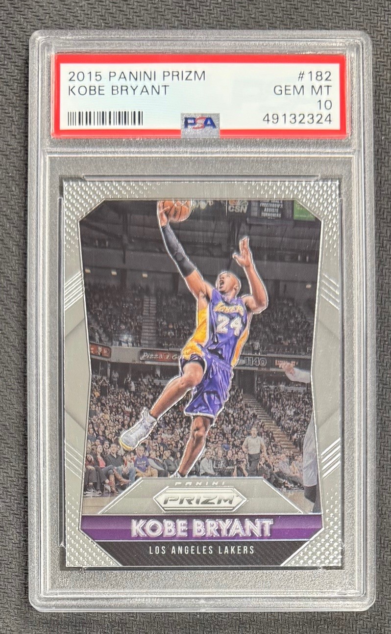 Kobe Bryant 2015 Panini Prizm Basketball Card #182 Graded PSA 10 Cert #49132324 Kobe Bryant 2015 Panini Prizm Basketball Card #182 Graded PSA 10 Cert #49132324