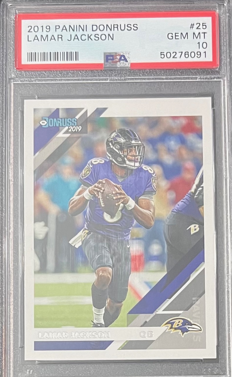 Lamar Jackson 2019 Panini Donruss Football Card #25 Graded PSA 10