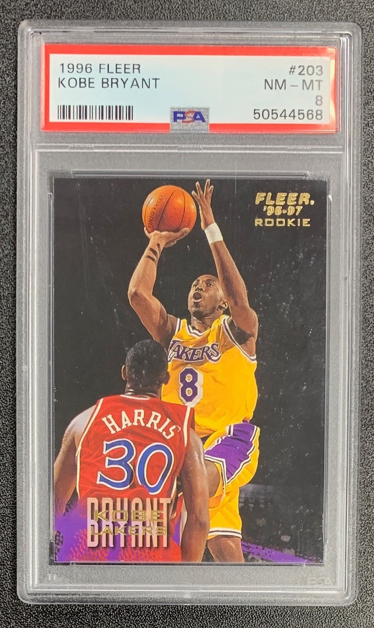 Kobe Bryant 1996 Fleer Basketball Rookie Card #203 Graded PSA 8