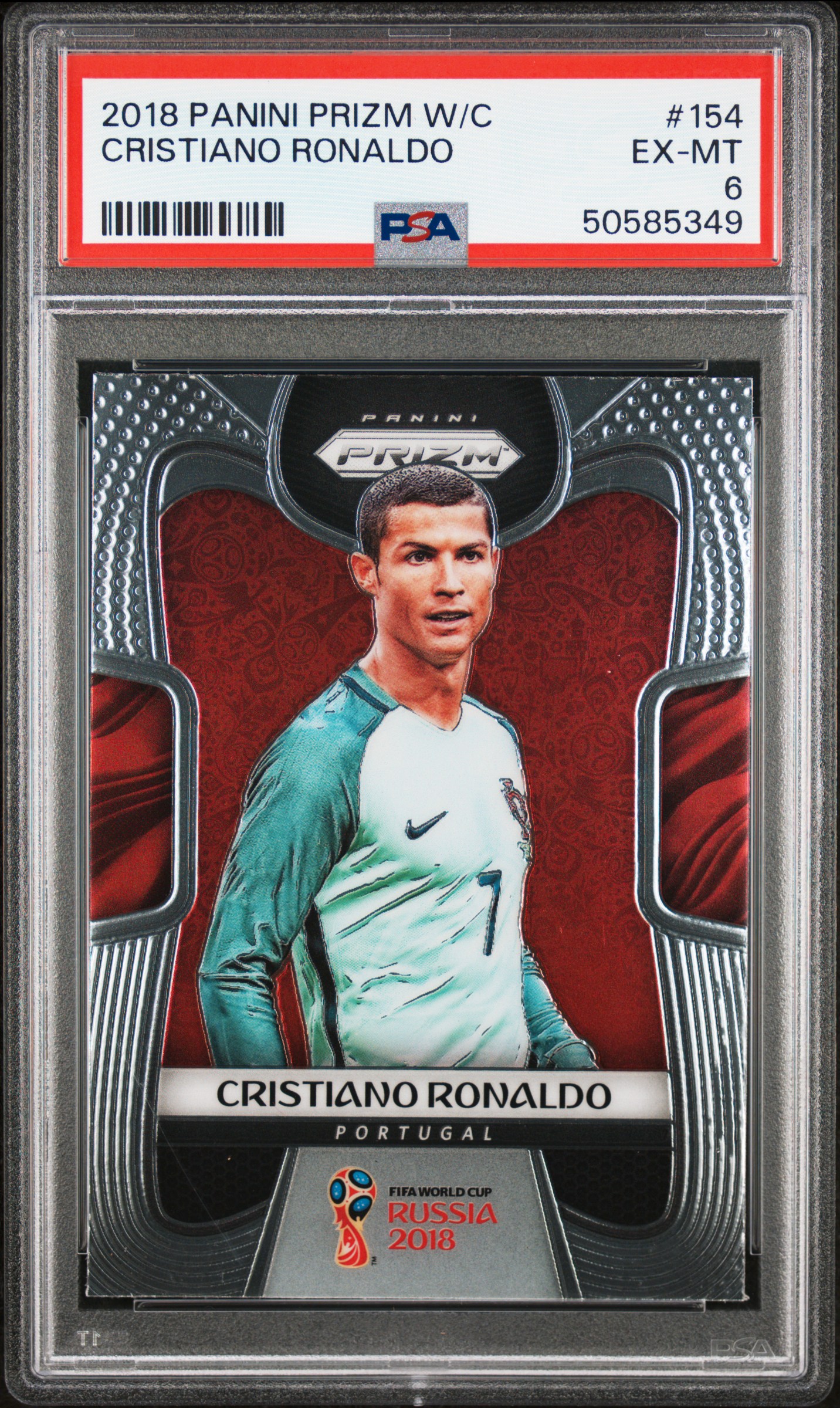 Cristiano Ronaldo 2018 Panini Prizm World Cup Soccer Card #154 Graded PSA 6