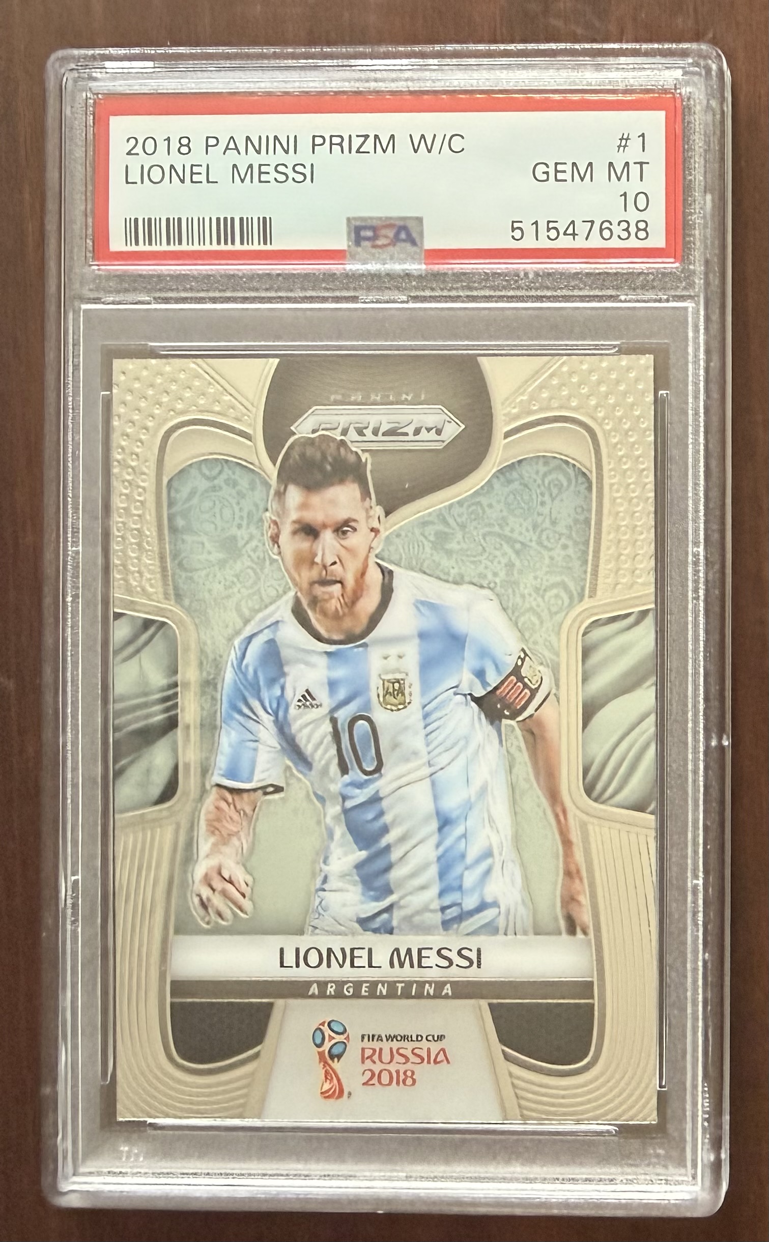 Lionel Messi 2018 Panini Prizm World Cup Russia Argentina Soccer Card #1 Graded PSA 10 Cert #51547638