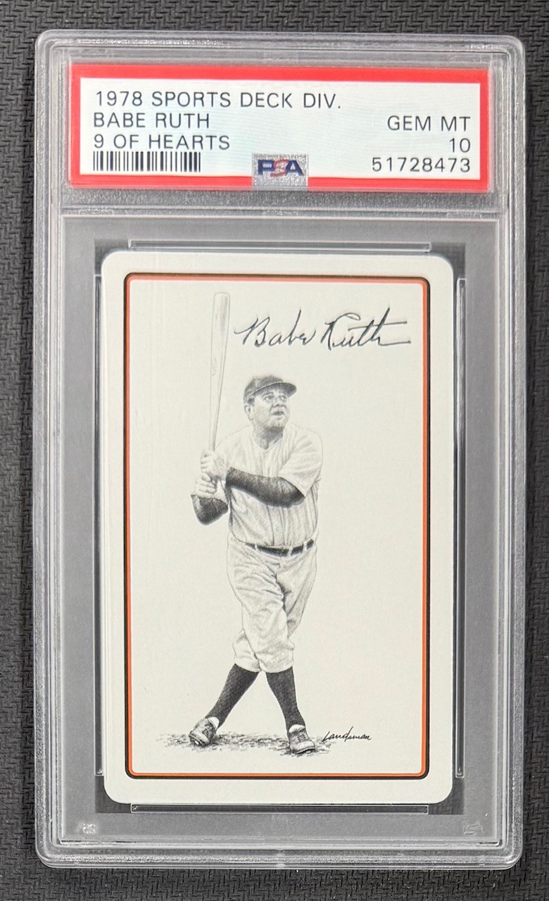 Babe Ruth 1978 Sports Deck 9 of Hearts Baseball Card Graded PSA 10 Cert # 51728473