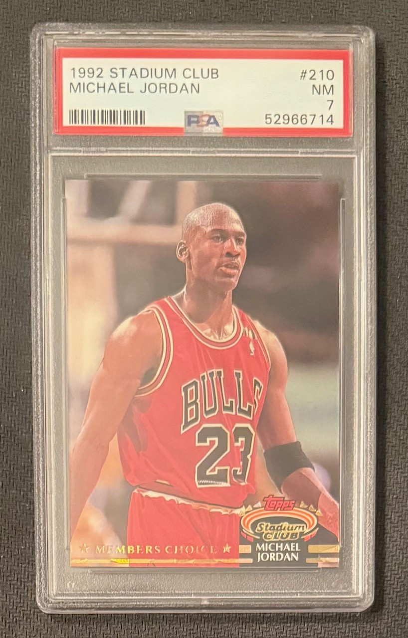 Michael Jordan 1992 Topps Stadium Club Chicago Bulls Basketball Card #210 Graded PSA 7 Cert #52966714