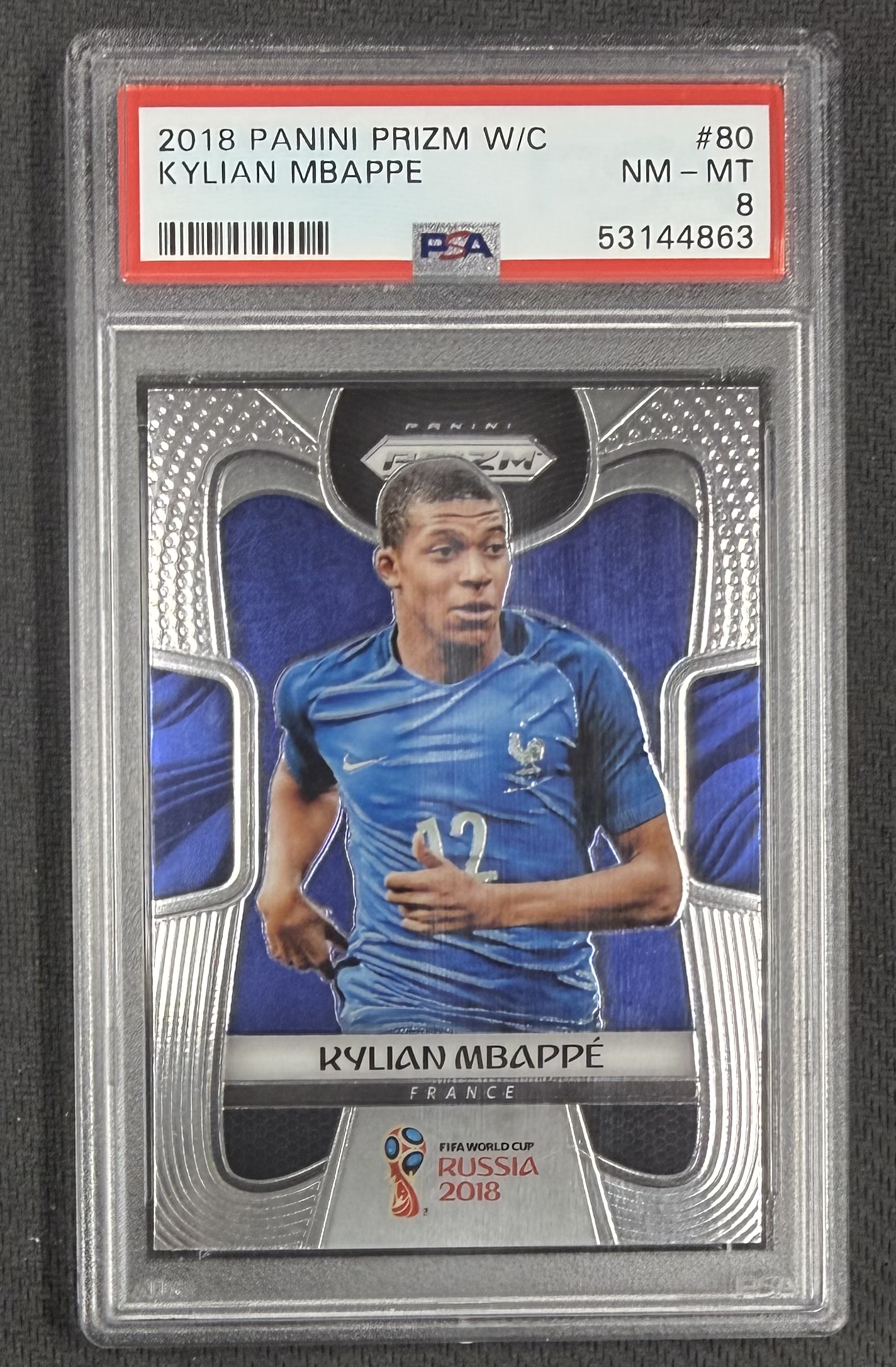 Kylian Mbappe 2018 Panini Prizm World Cup France Soccer RC Rookie Card #80 Graded PSA 8 Cert #53144863