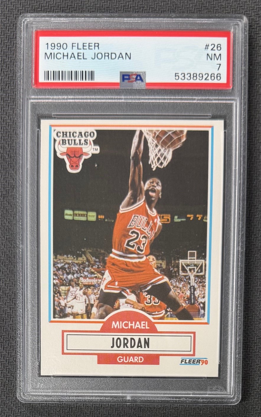 Michael Jordan 1990 Fleer Chicago Bulls Basketball Card #26 Graded PSA 7 Cert #53389266