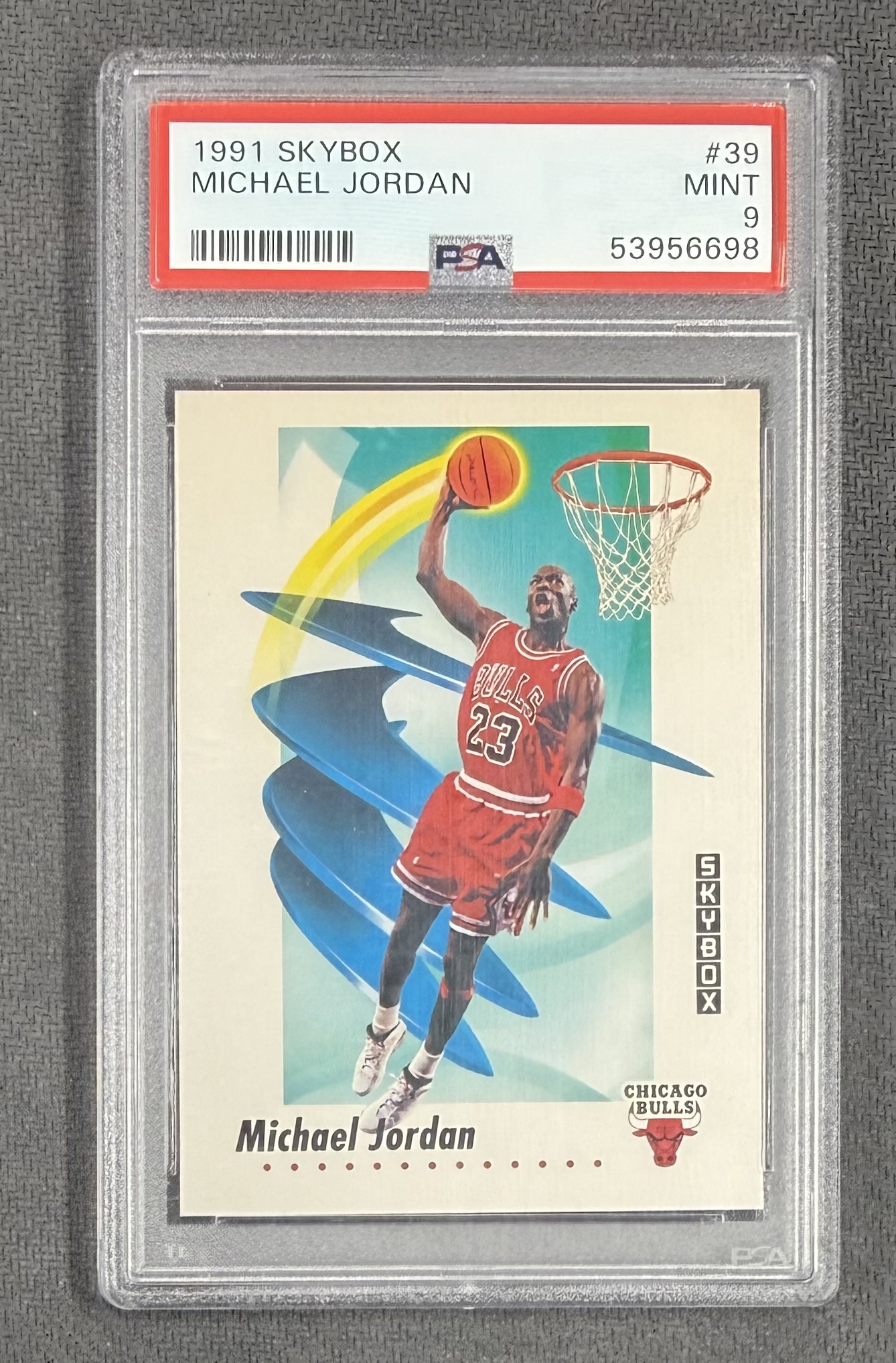 Michael Jordan 1991 SkyBox Chicago Bulls Basketball Card #39 Graded PSA 9 Cert #53956698