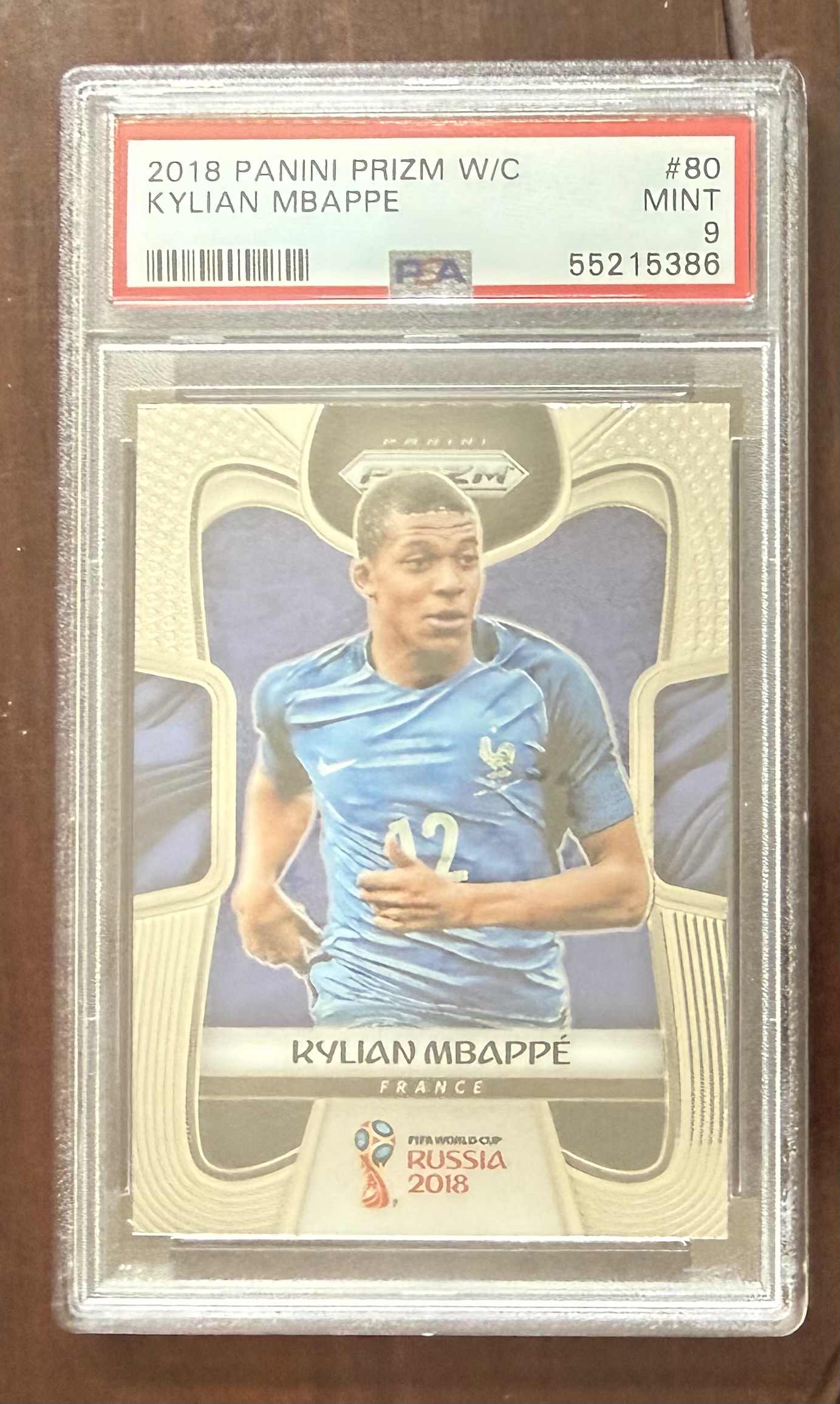 Kylian Mbappe 2018 Panini Prizm World Cup Russia France Soccer Rookie RC Card #80 Graded PSA 9 Cert #55215386