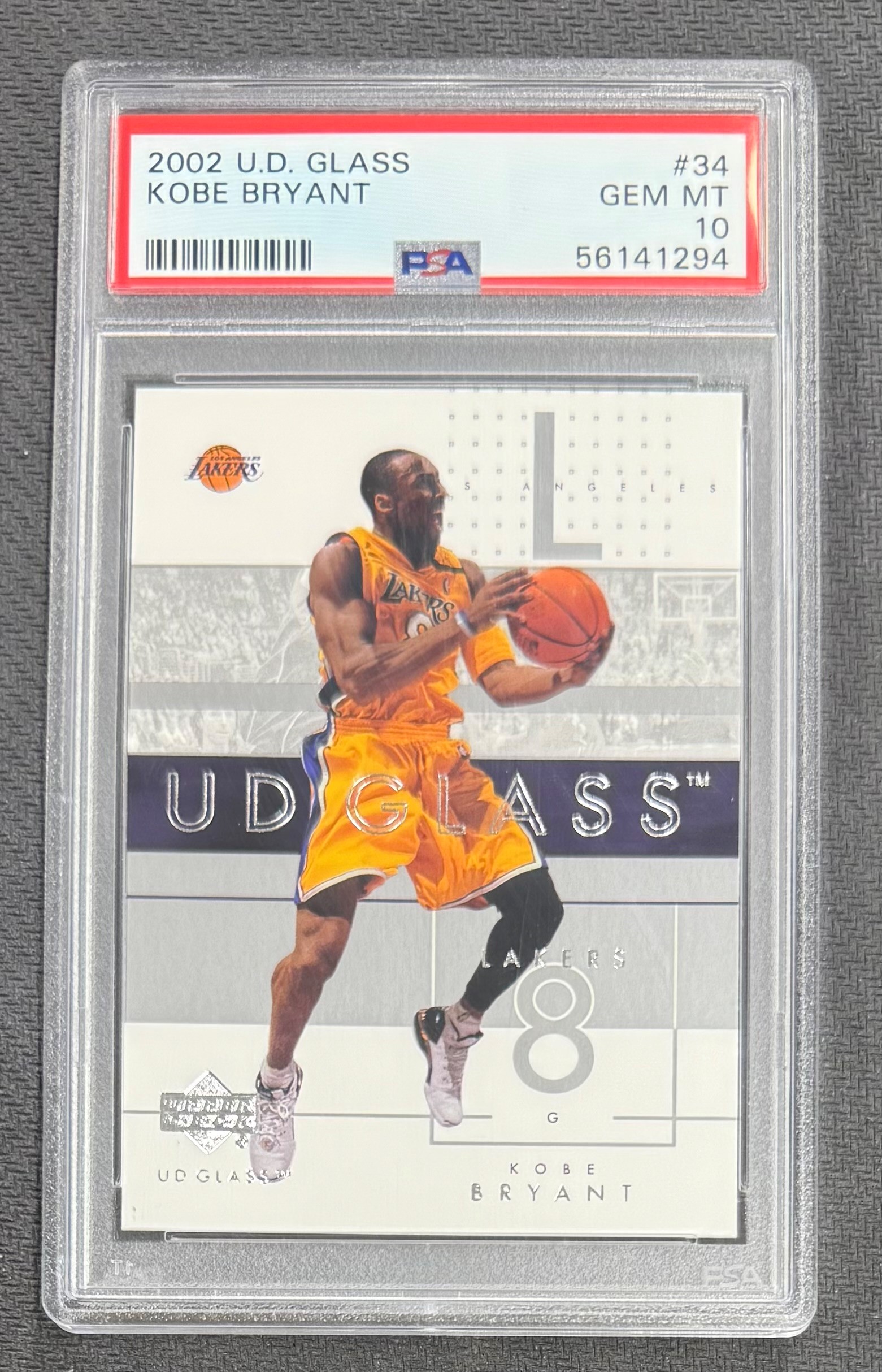 Kobe Bryant 2002 Upper Deck Glass Basketball Card #34 Graded PSA 10 Cert #56141294