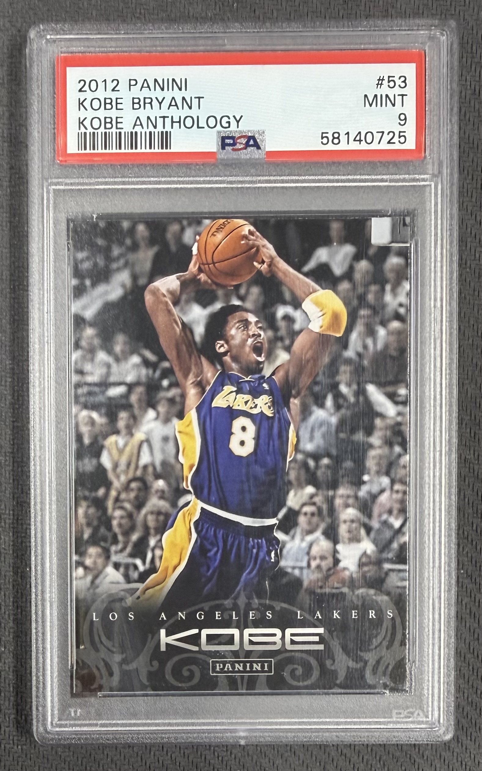 Kobe Bryant 2012 Panini Kobe Anthology Los Angeles Lakers Basketball Card #53 Graded PSA 9 Cert #58140725 Kobe Bryant 2012 Panini Kobe Anthology Los Angeles Lakers Basketball Card #53 Graded PSA 9 Cert #58140725
