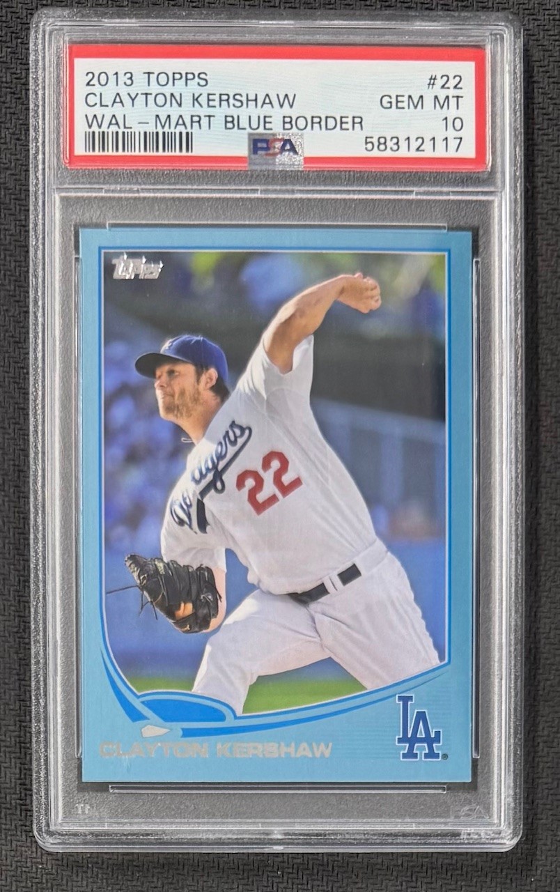 Clayton Kershaw 2013 Topps Wal-Mart Blue Border Baseball Card #22 Graded PSA 10 58312117
