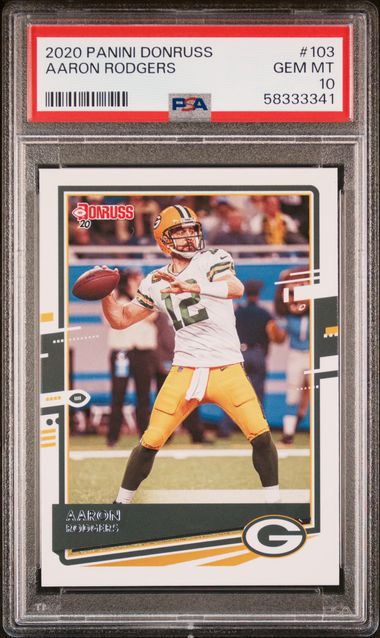 Aaron Rodgers 2020 Panini Donruss Football Card #103 Graded PSA 10