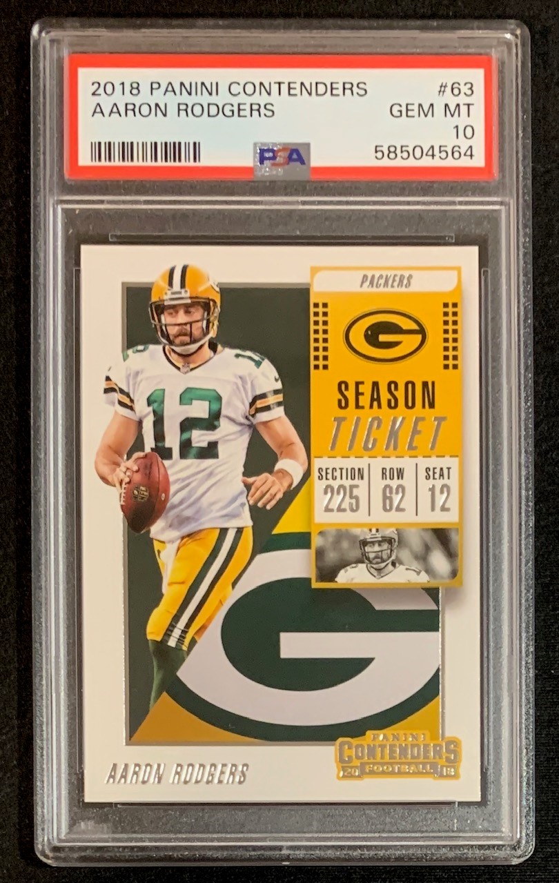 Aaron Rodgers 2018 Panini Contenders Football Card #63 Graded PSA 10