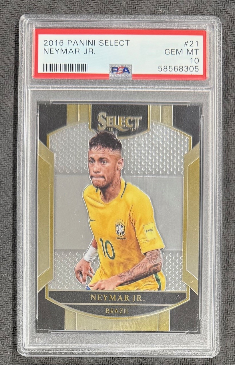 Neymar Jr 2016 Panini Select Soccer Card #21 Graded PSA 10