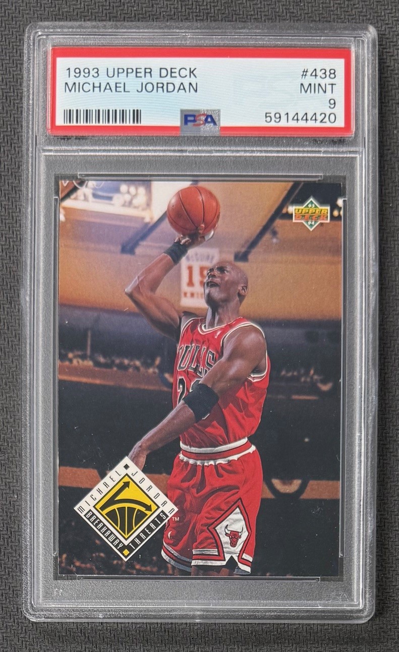 Michael Jordan 1993 Upper Deck Chicago Bulls Basketball Card #438 Graded PSA 9 Cert #59144420
