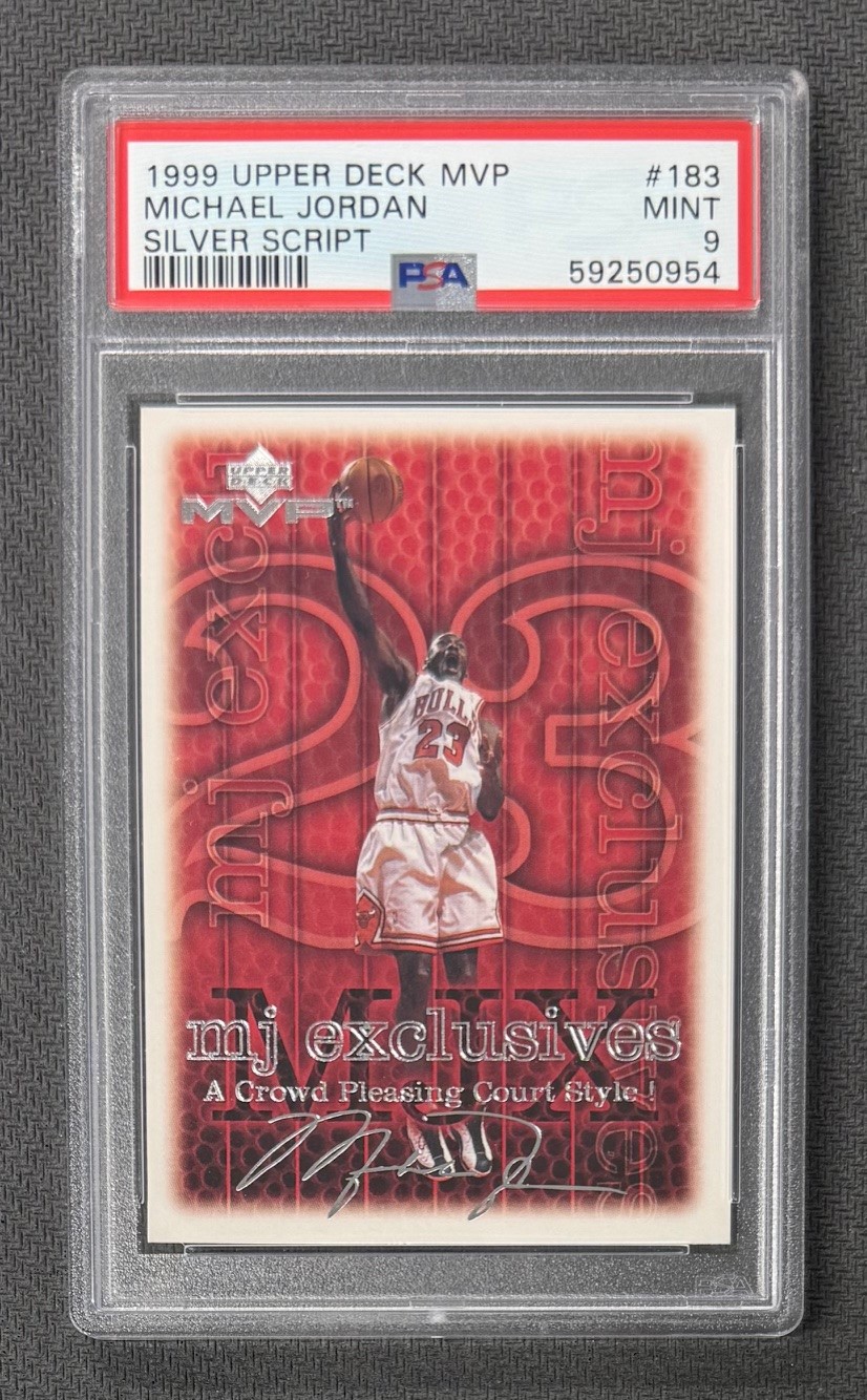 Michael Jordan 1999 Upper Deck MVP Silver Script Chicago Bulls Basketball Card #183 Graded PSA 9 Cert #59250954