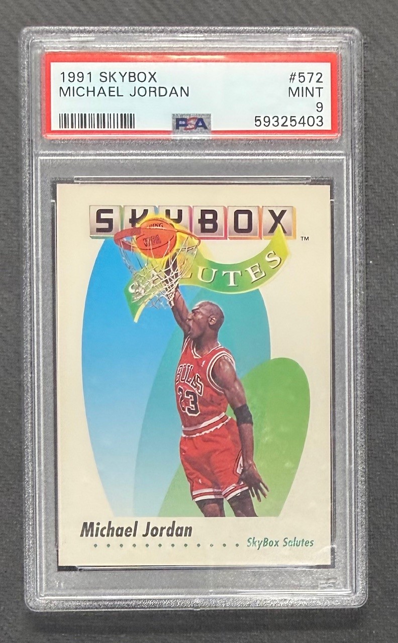 Michael Jordan 1991 SkyBox Chicago Bulls Basketball Card #572 Graded PSA 9 Cert #59325403
