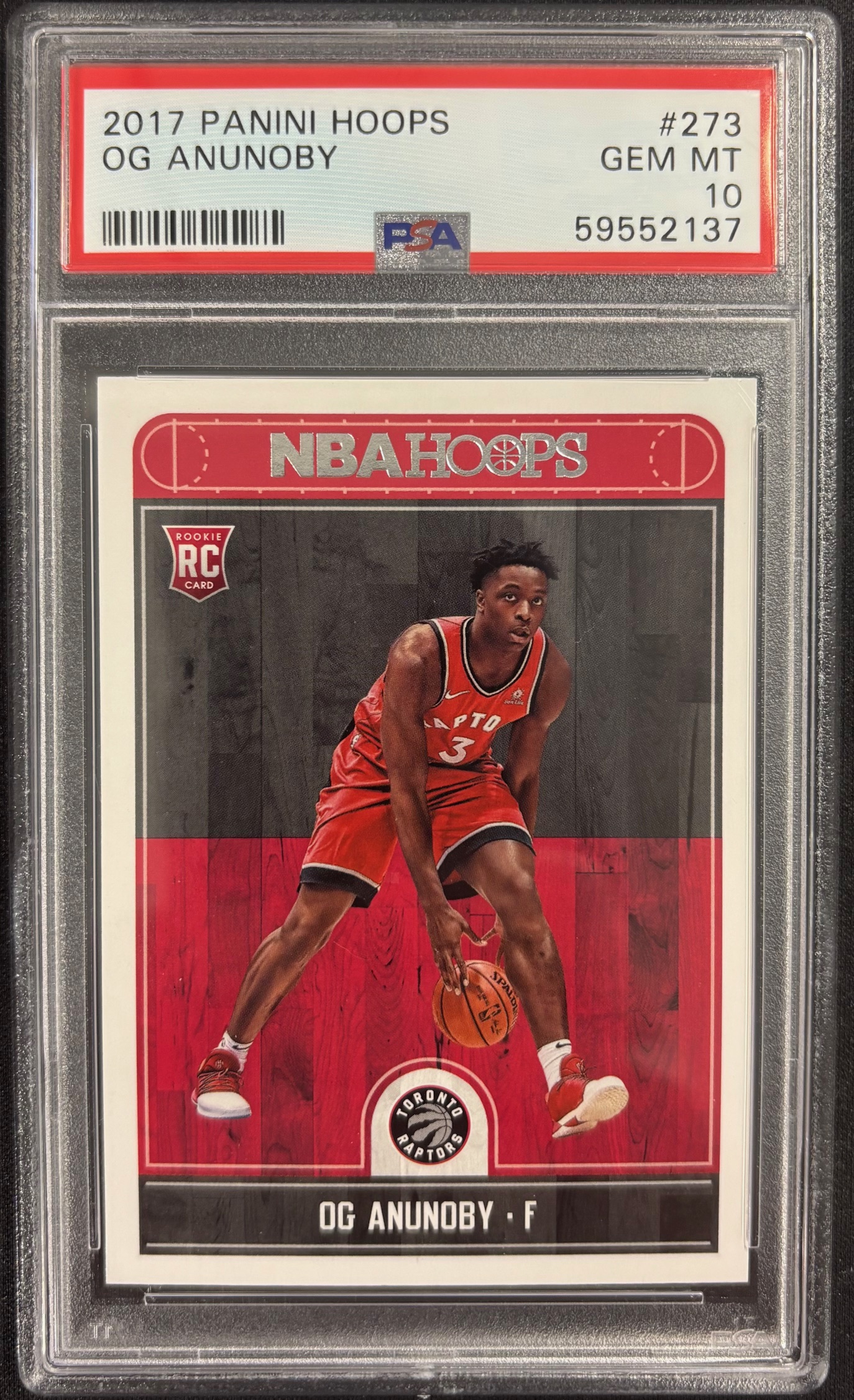 OG Anunoby 2017 Panini Hoops Toronto Raptors Basketball RC Rookie Card #273 Graded PSA 10 Cert #59552137