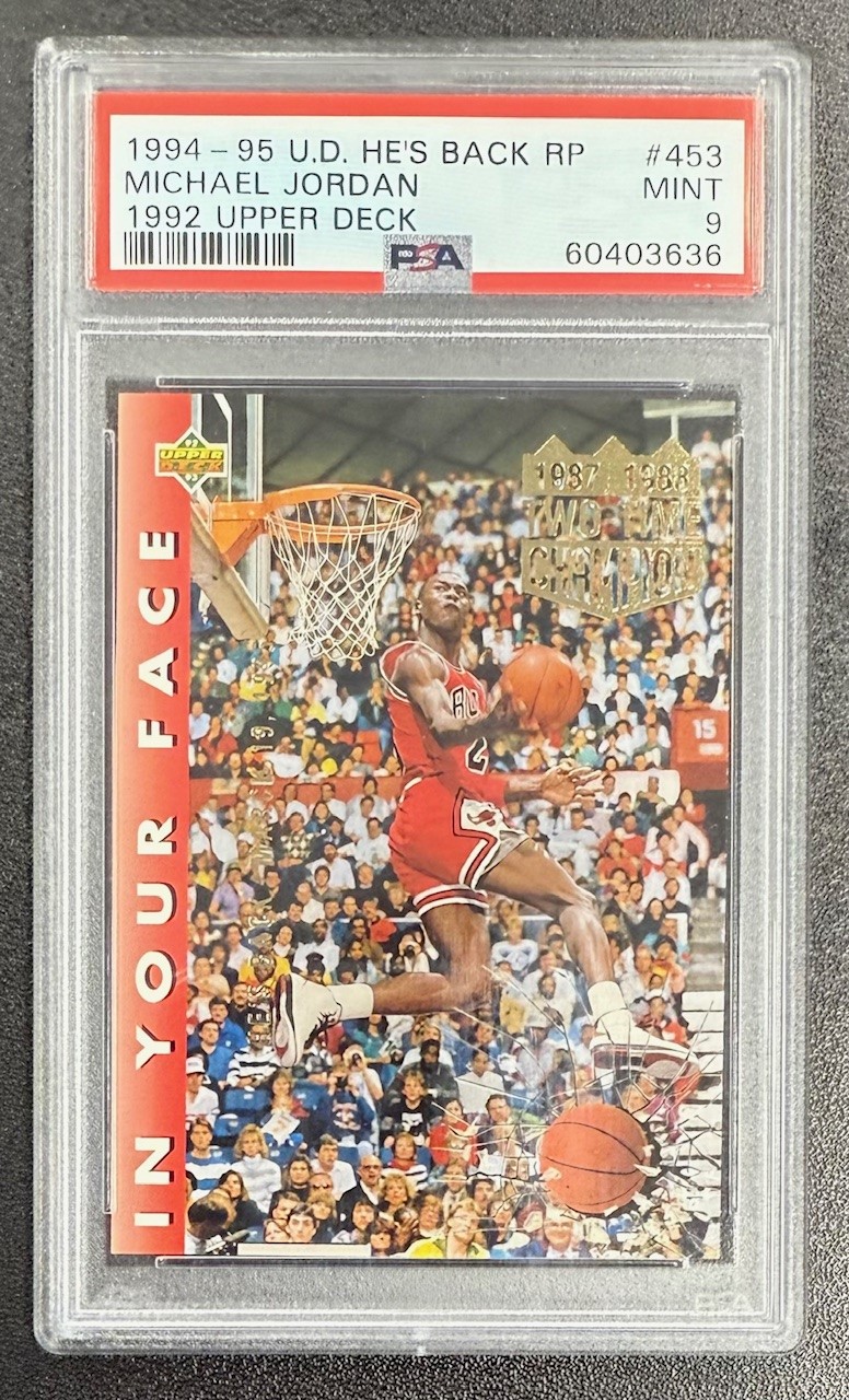 Michael Jordan 1992 Upper Deck Champ 1987 & 1988 He's Back Card #453 Graded PSA 9