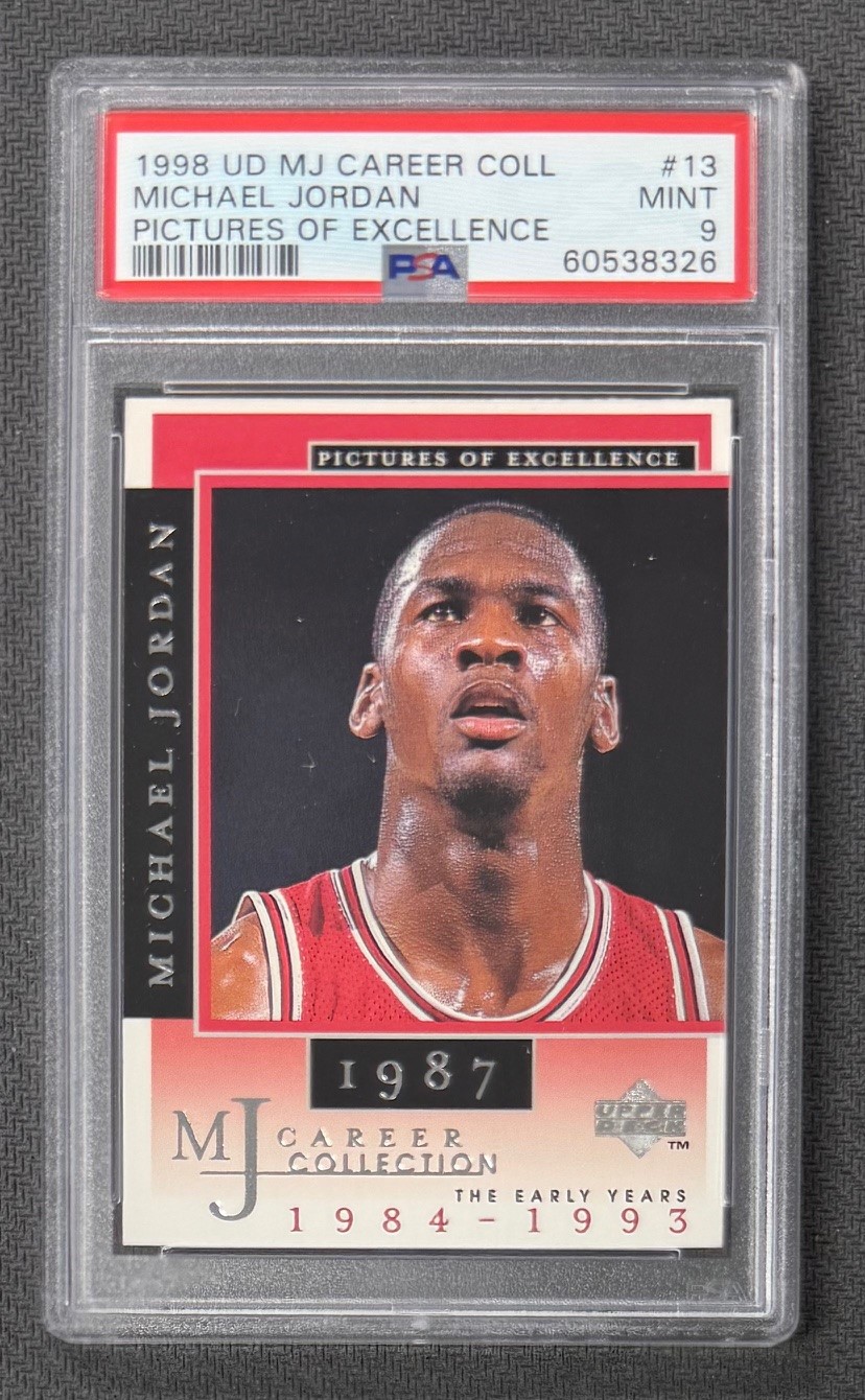 Michael Jordan 1998 Upper Deck MJ Career Collection Pictures of Excellence Basketball Card #13 Graded PSA 9 Cert #60538326