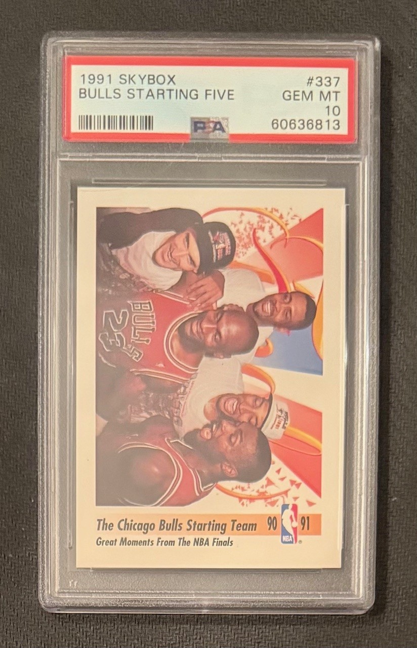 Michael Jordan Chicago Bulls 1991 SkyBox Bulls Starting Five Basketball Card #337 Graded PSA 10 Cert #60636813