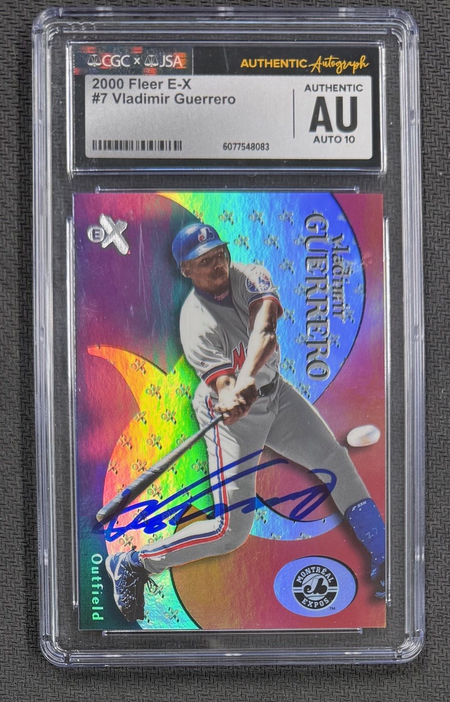 Vladimir Guerrero 2000 Fleer E-X Signed Baseball Card #7 Graded CGC Authentic JSA Auto 10 Cert #6077548083
