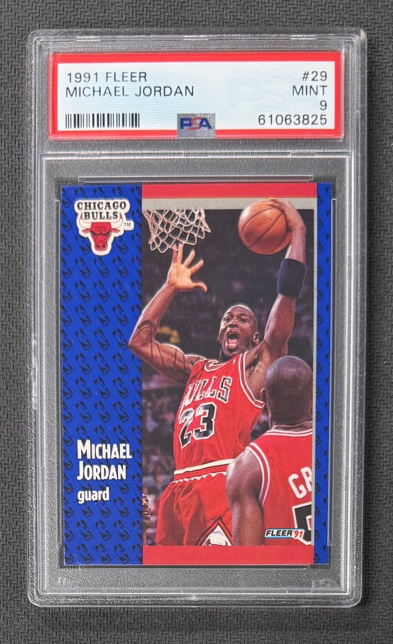 Michael Jordan 1991 Fleer Chicago Bulls Basketball Card #29 Graded PSA 9 Cert #61063825