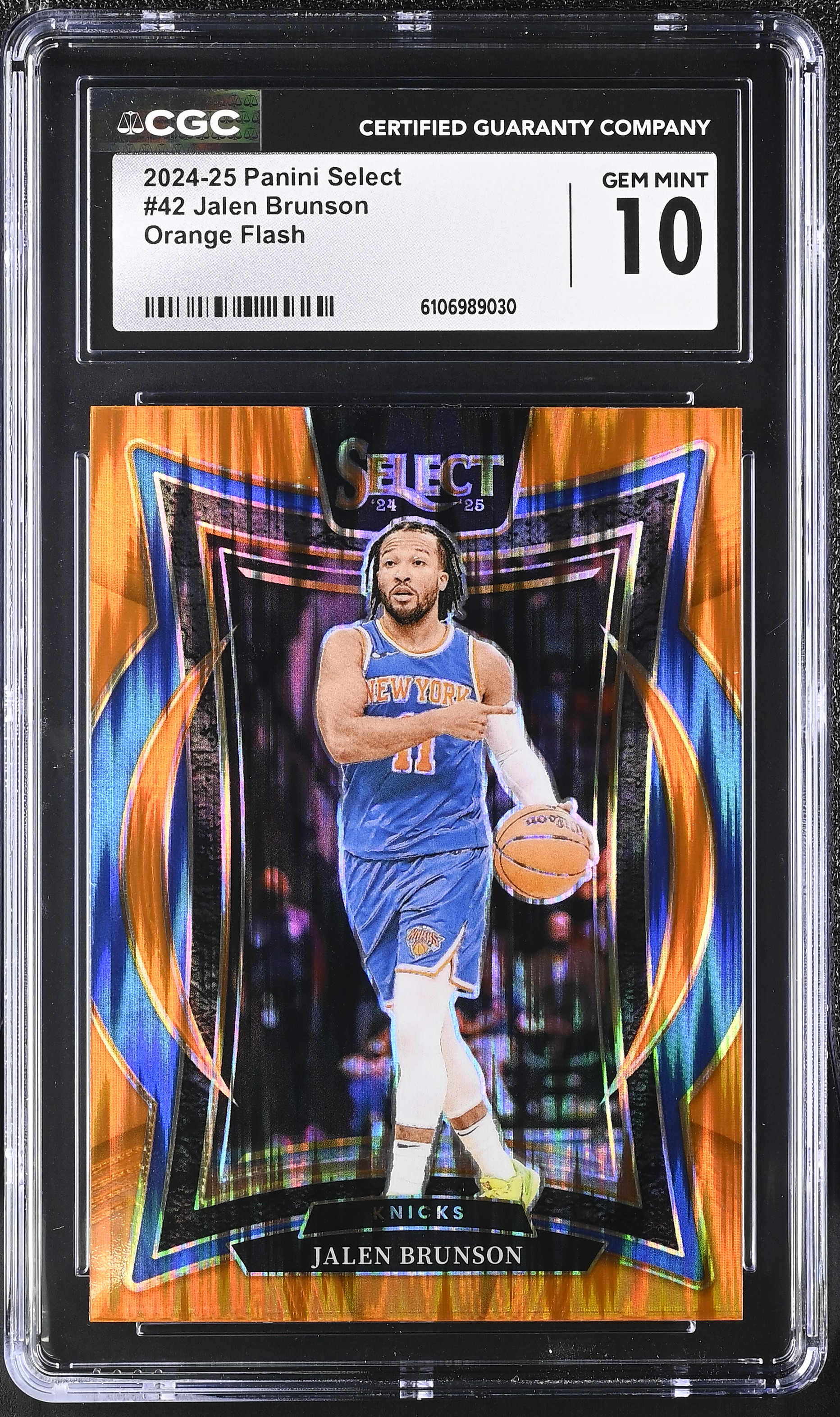 Jalen Brunson 2024-25 Panini Select Orange Flash New York Knicks Basketball Card #42 Graded CGC 10 Cert #6106989030