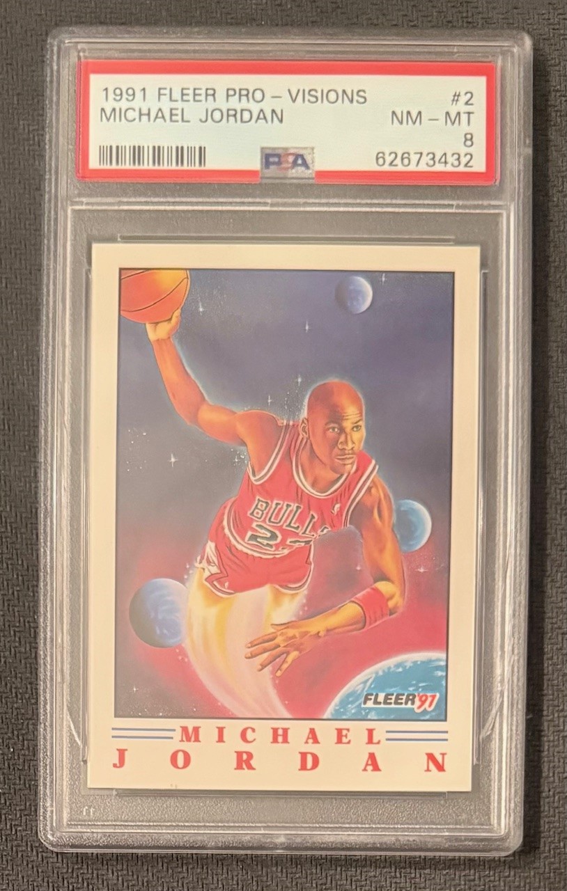 Michael Jordan 1991 Fleer Pro Visions Chicago Bulls Basketball Card #2 Graded PSA 8 Cert #62673432