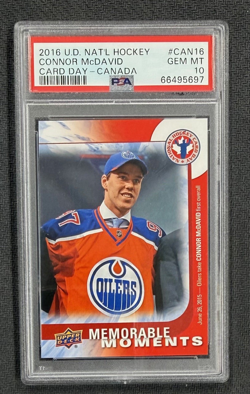 Connor McDavid 2016 Upper Deck National Hockey Day Canada Hockey Card #CAN16 Graded PSA 10 Cert #66495697